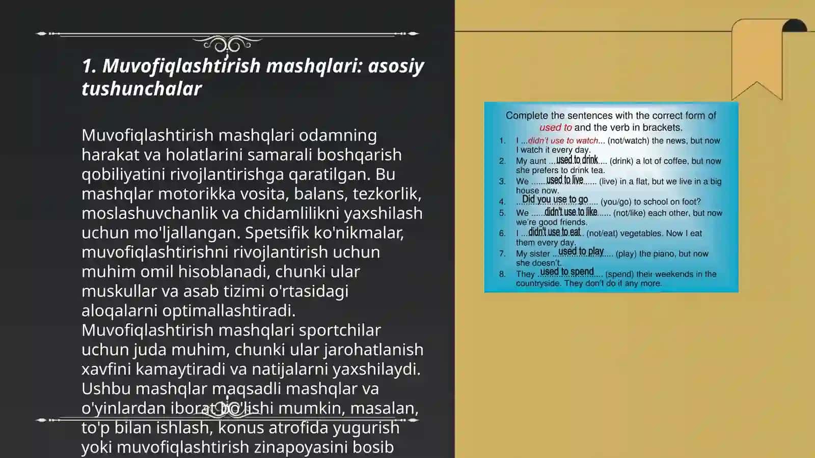 Muvofiqlashtirish mashqlari 3