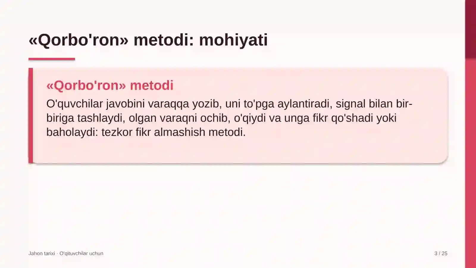 jahon tarixi darslarida qorbo'ron metodidan foydalanish 6903 3
