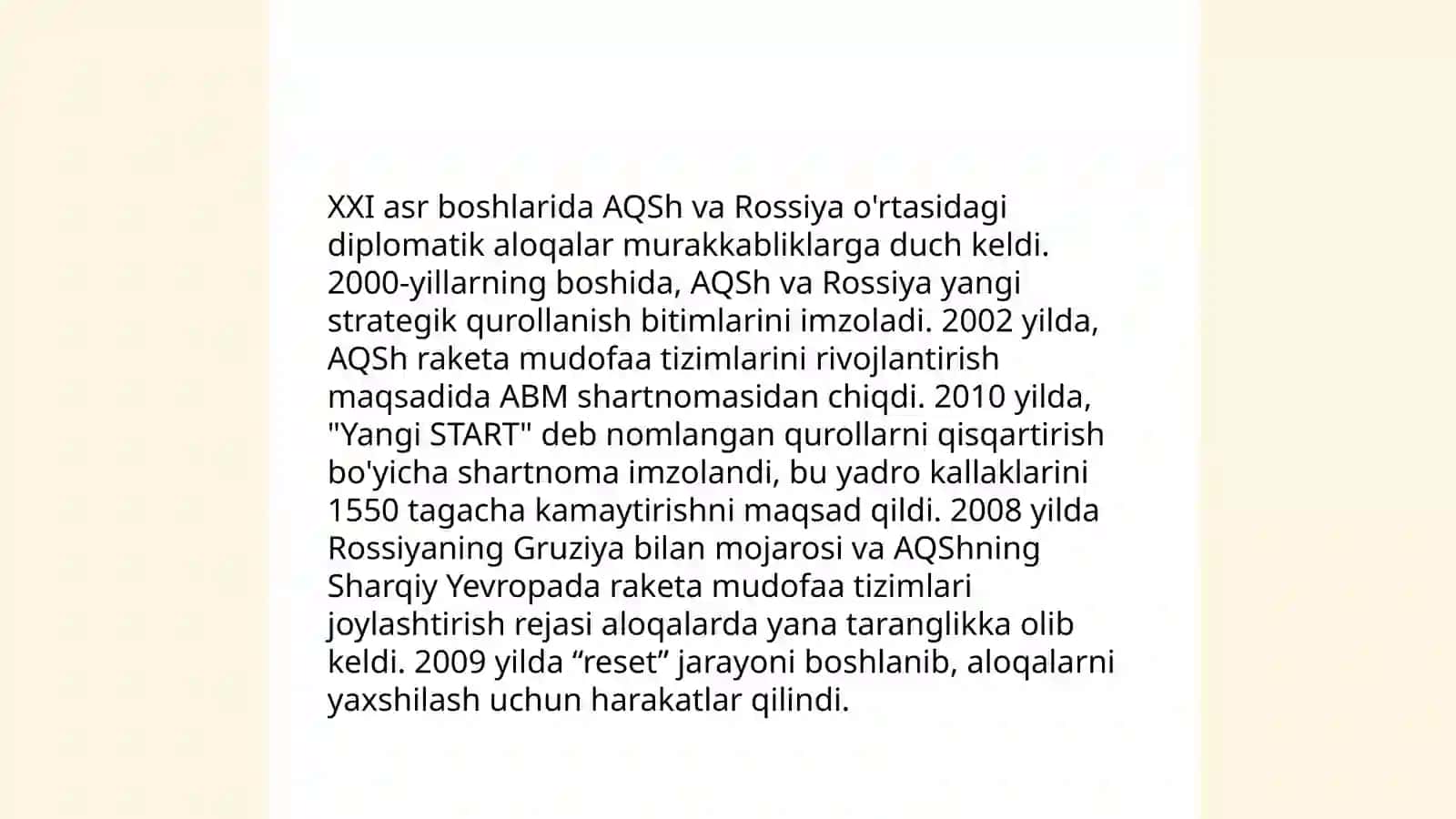 XXI asr boshlarida AQSh va Rossiya munosabatlari 3