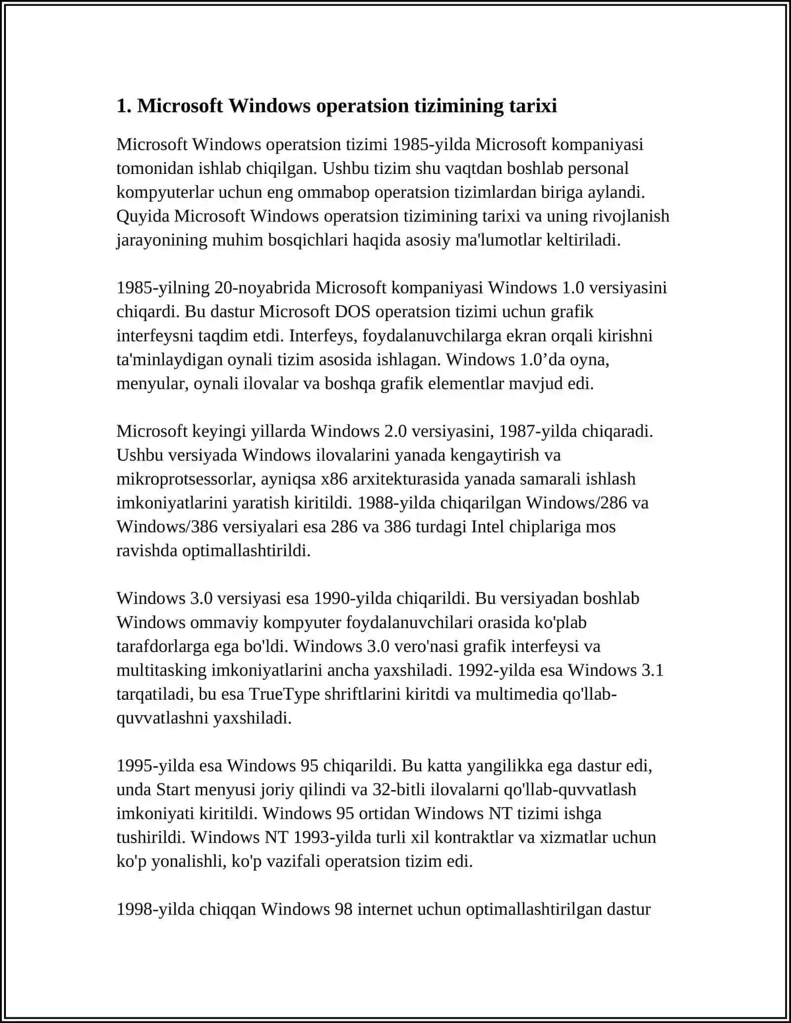 MICROSOFT, WINDOWS, APPLE MACINTOSH VA LUNIZ OPERATSION TIZIMLARINING UMUMIY TAVSIFLARI 3