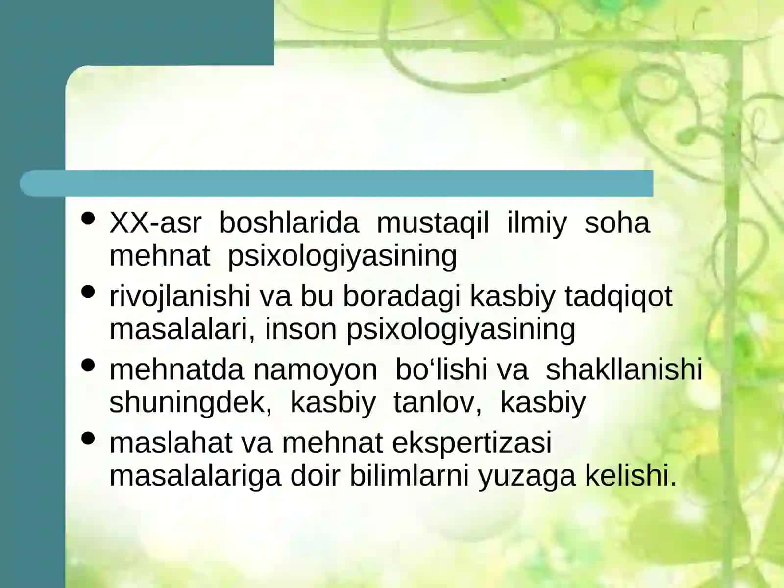 Kasbiy psixologiya rivojlanish tarixi 3