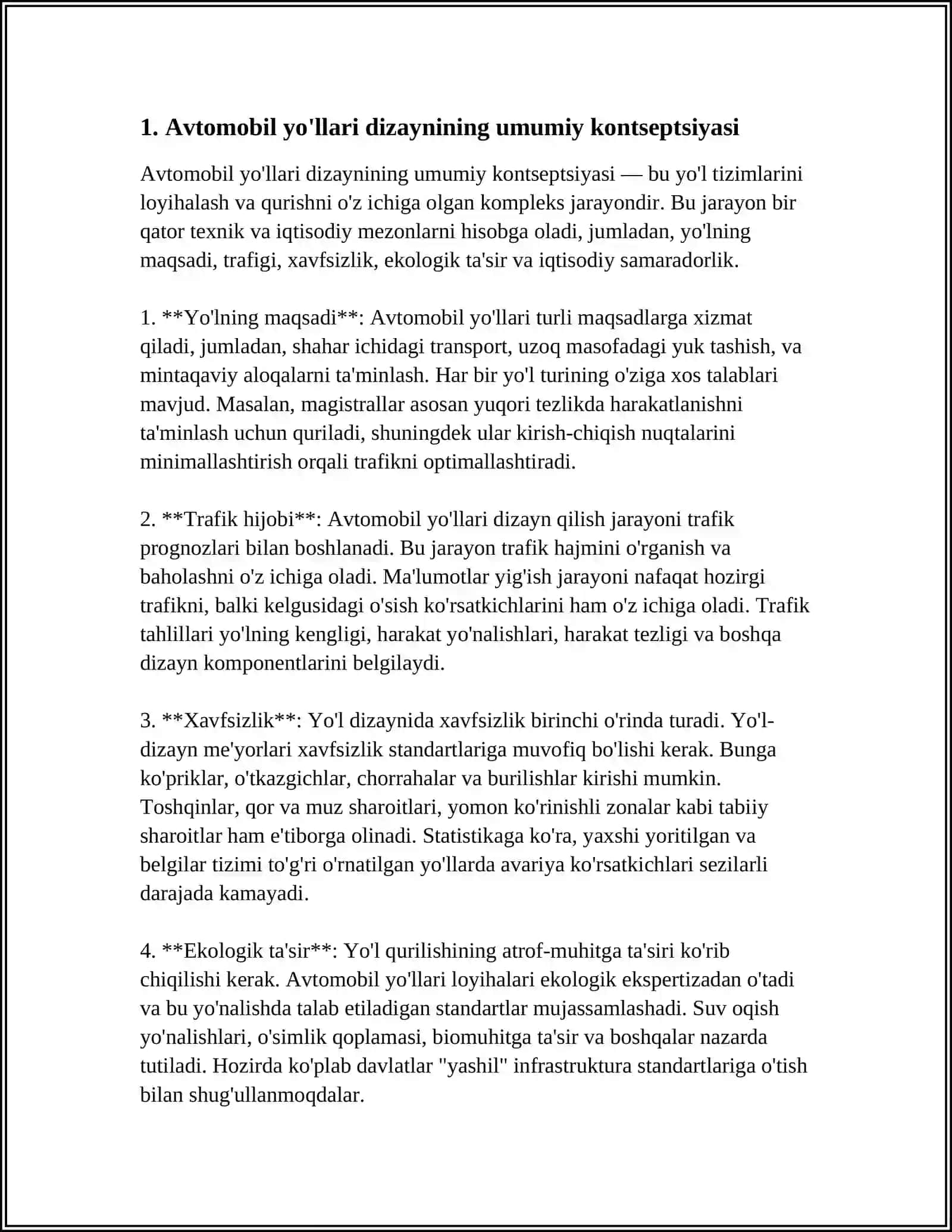 AVTOMOBIL YO'LLARINI XUDUDIY ARXITIKTURA-BADIIY TUZILISHINI SHAKILLANTIRISH VA AMALGA OSHIRISH 3
