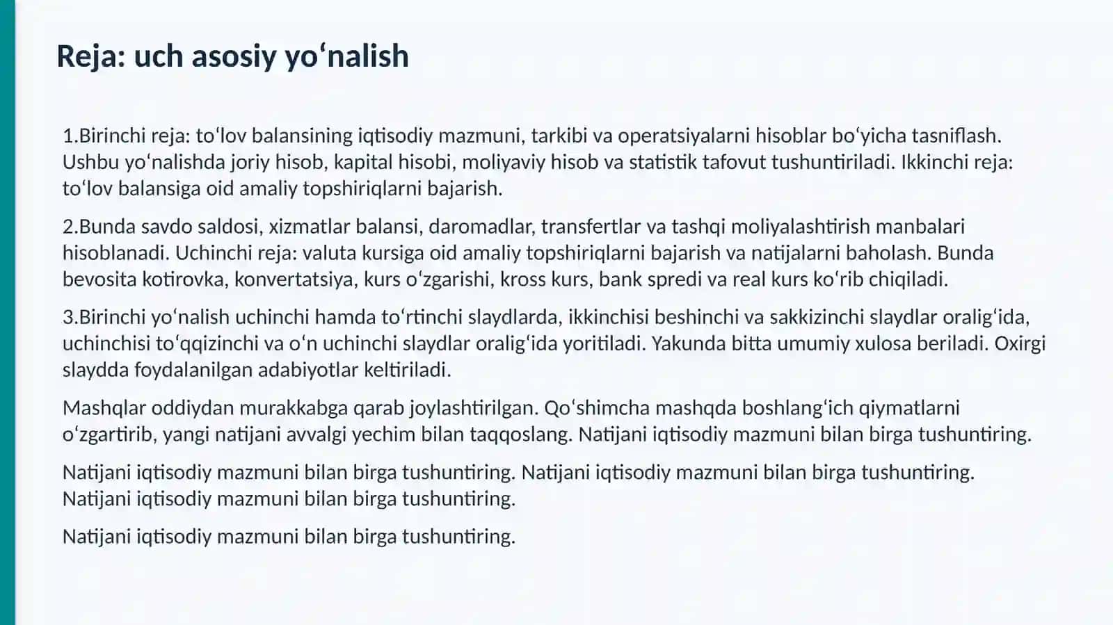Toʻlov balansi va valuta kursiga oid amaliy topshiriqlar 3