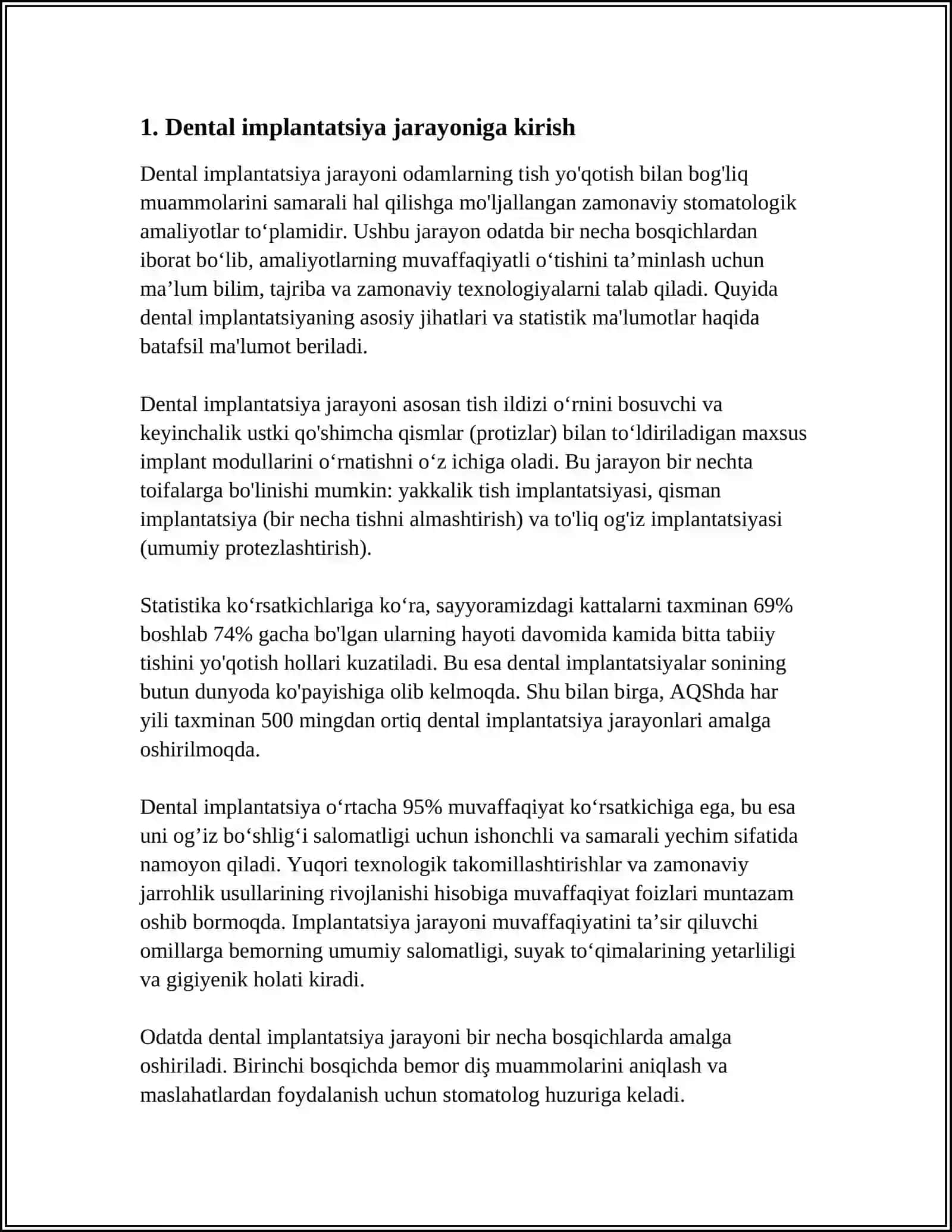 PASTKI JAGʻDA DENTAL IMPLANTATSIYASI UCHUN BEMORLARNI TAYYORLASH VA IMPLANTATSIYA OPERATSIYASI OʻTKAZISHNI OʻZIGA XOS XUSUSIYATLAR 3