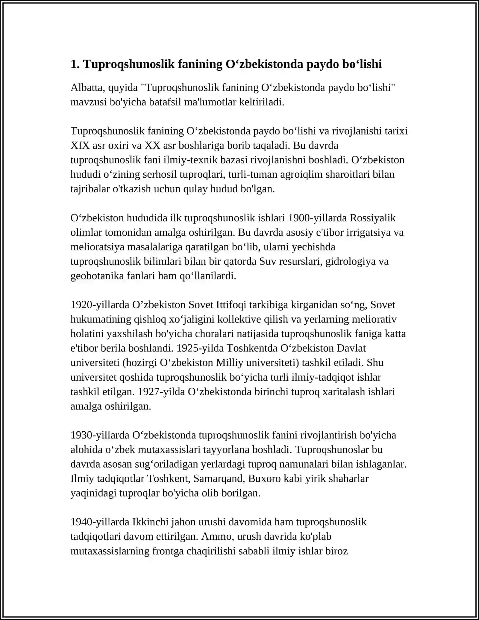OʻZBEKISTONDA "TUPROQLAR GEOGRAFIYASI" FANINING RIVOJLANISHI 3