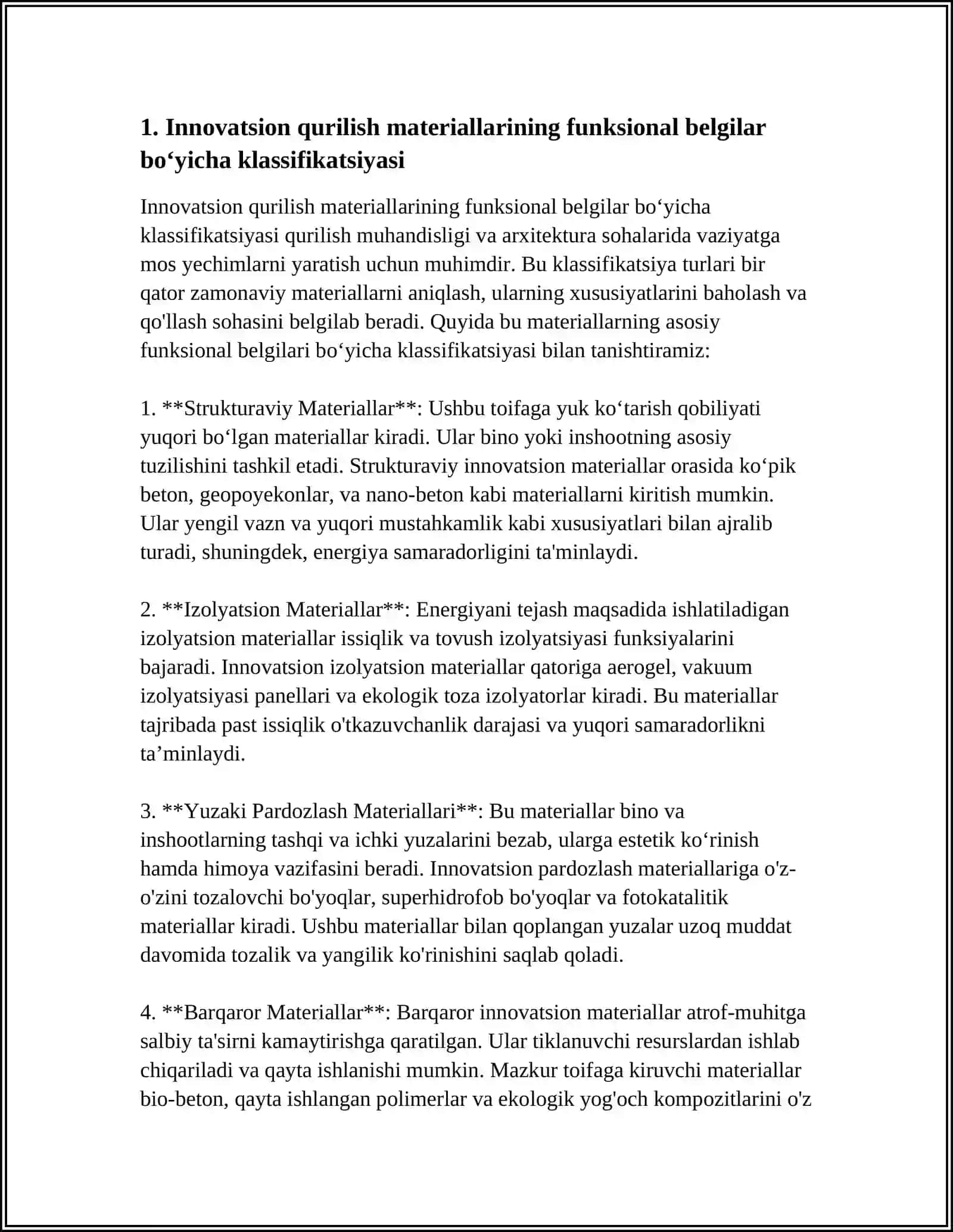 INNAVATSION QURILISH MATERIALLRINING KLASIFIKATSIYASI 3