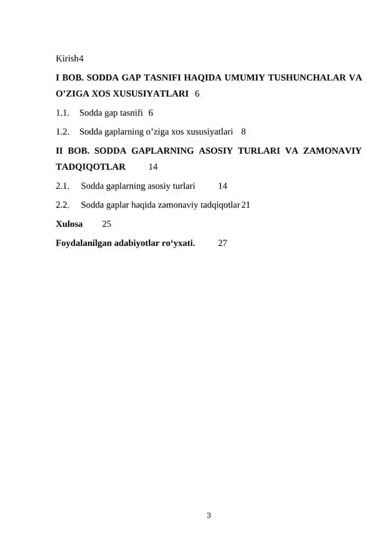Sodda gaplarda shakl va mazmun munosabati mavzusidagi kurs ishi 3