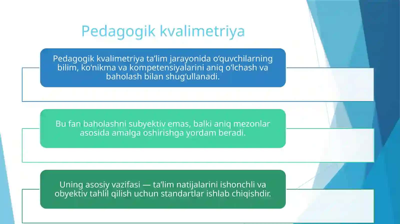 Pedagogik kvalimetriya Talabalarning oz ozini nazorat qilish jarayonida My test dasturi vositasi fanlar boyicha nostandart adaptiv test topshiriqlarini tuzish va amaliyotga joriy etish. 3