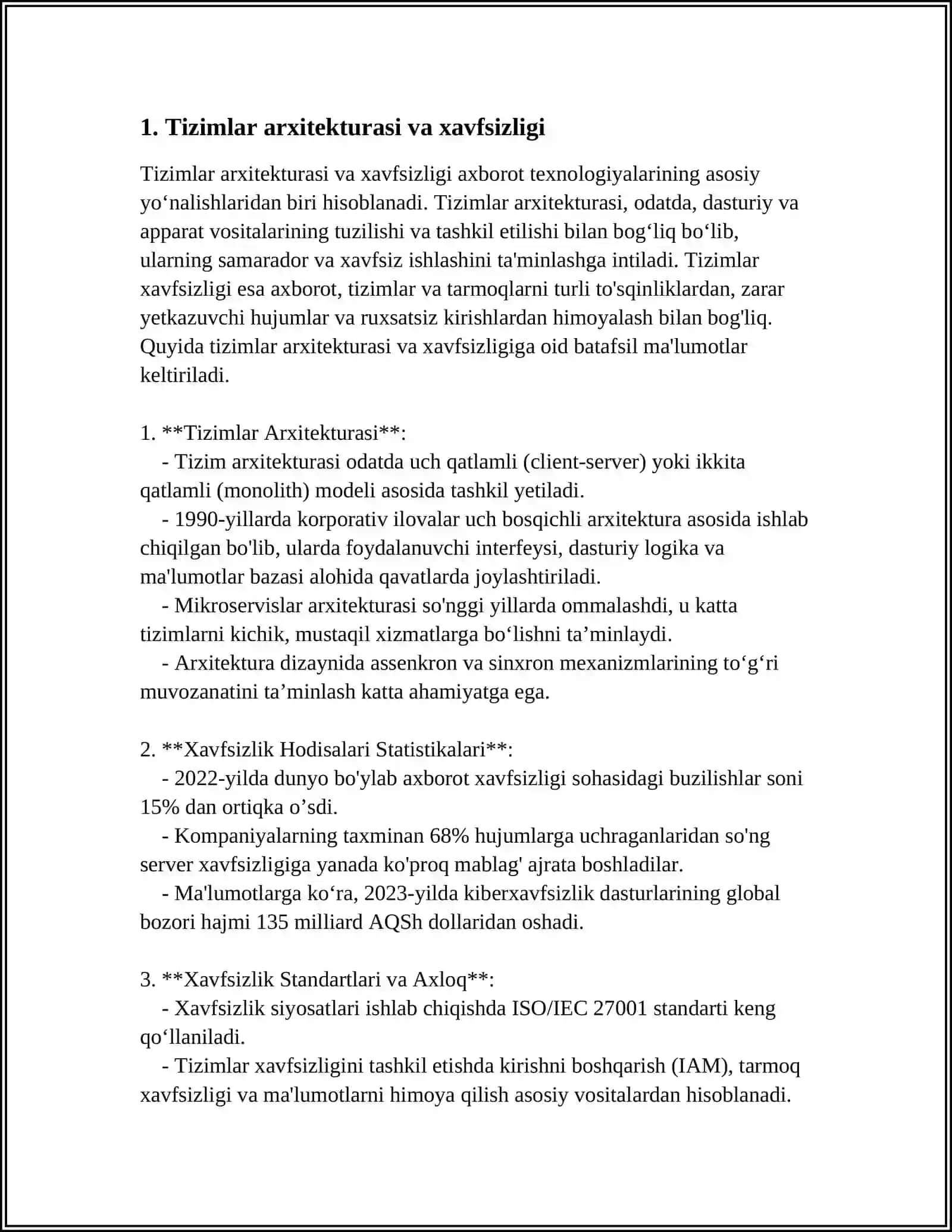 Tizimlar arxitekturasi va xavfsizligi 3
