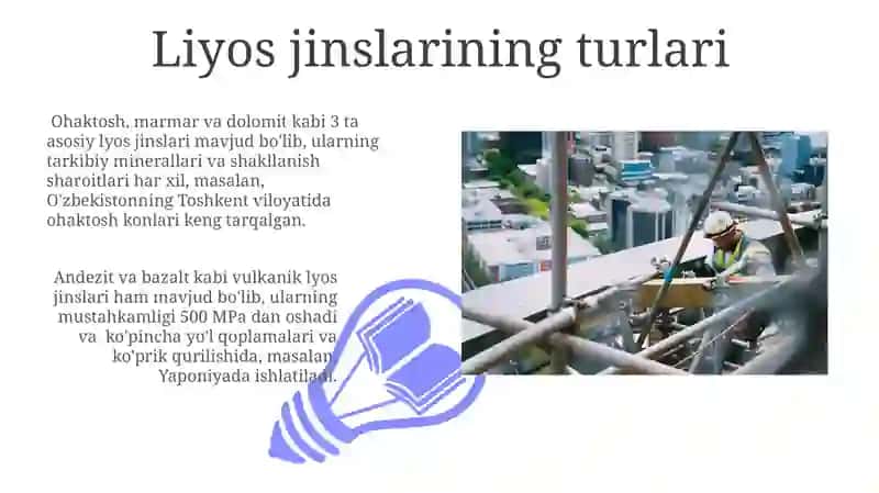 Lyoss jinslarni turlari tarqalish qonuniyatlari qurilishda ishlatilishi 3