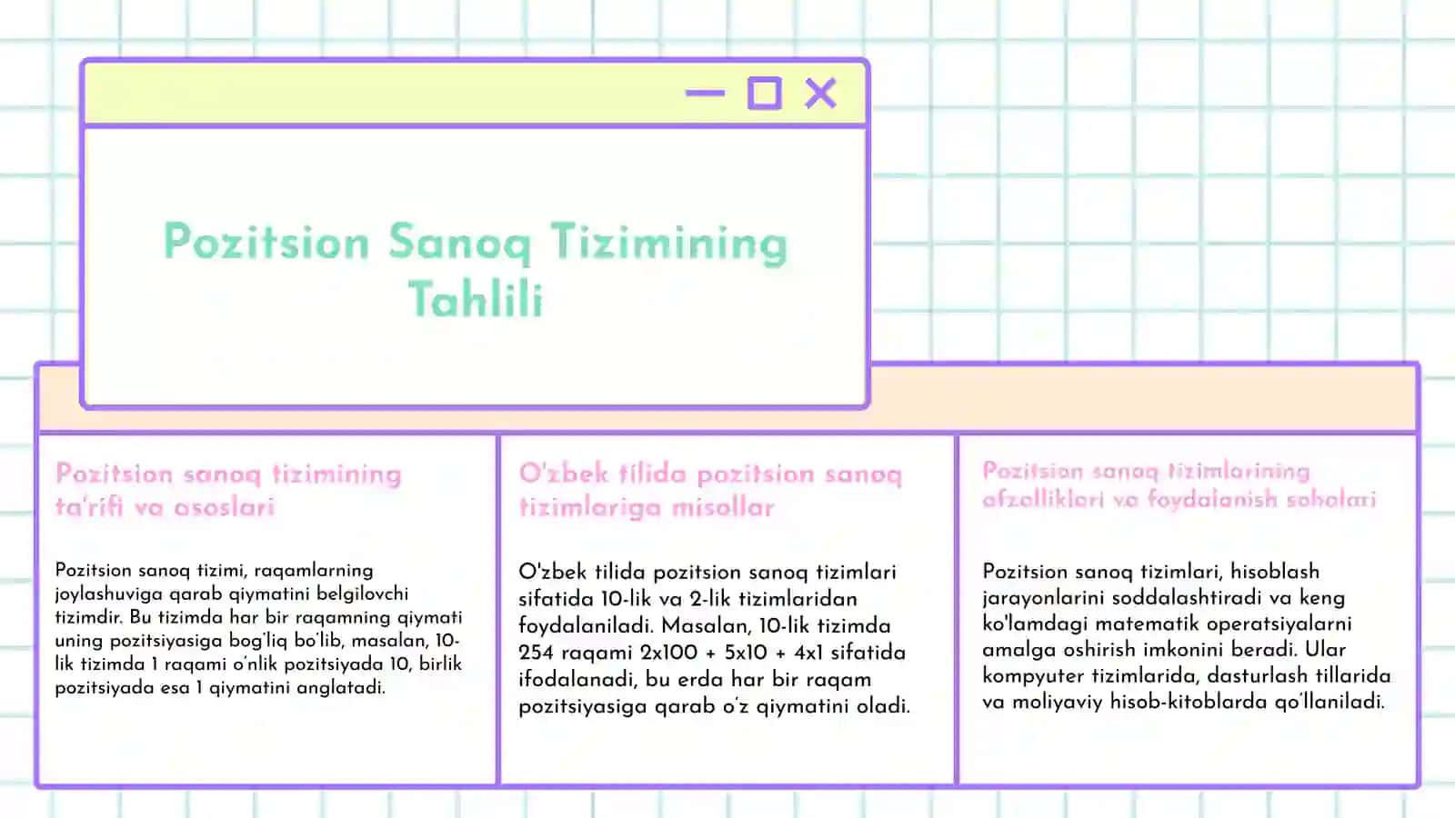 Sanoq sistematik tushunchasi 3