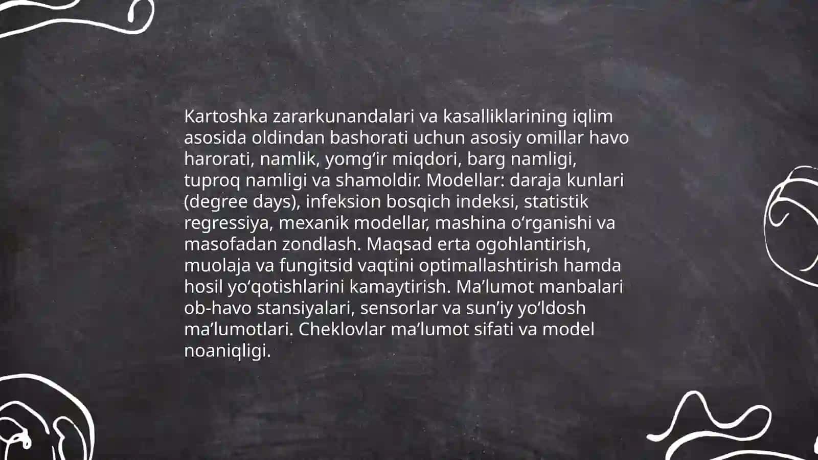 Kartoshka zararkunandalari va kasalliklarini tarqalishi va ko`pyishini oldindan basharot qilish 3