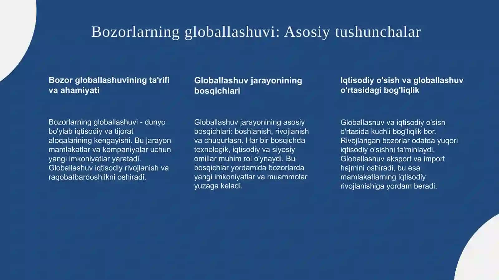 Globallashuv jarayonining rivojlanish yo‘nalishlari 3