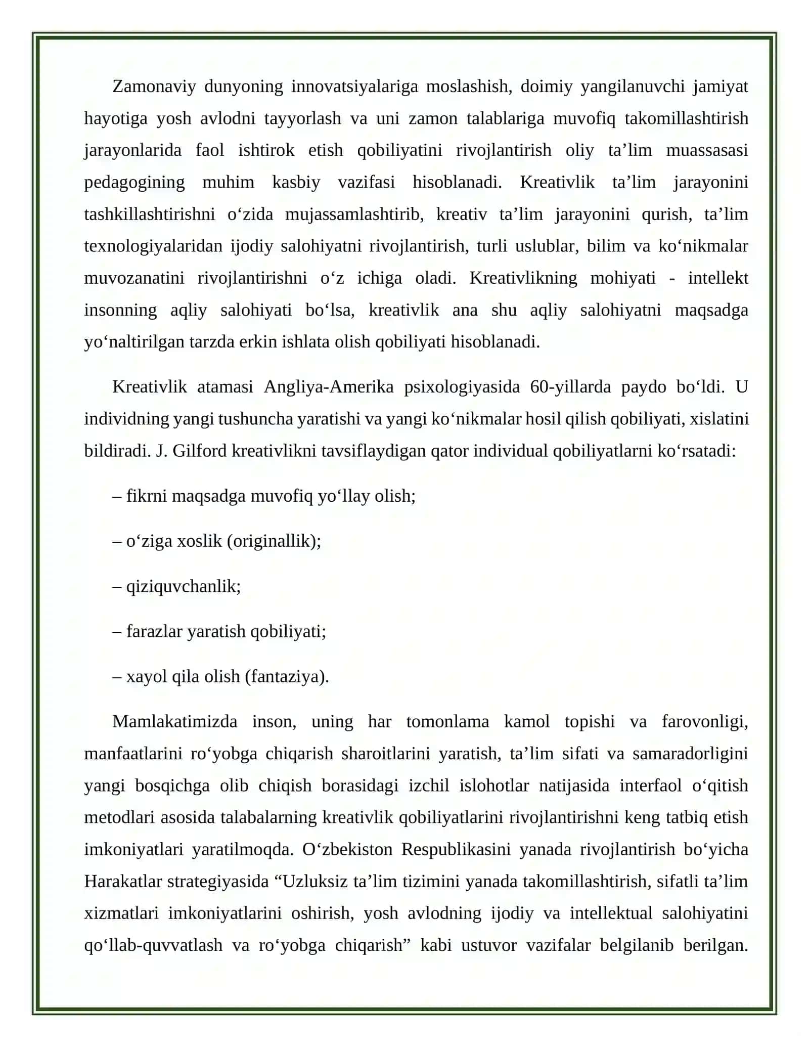 Kreativlik va pedagogik kreativlik mohiyati 3