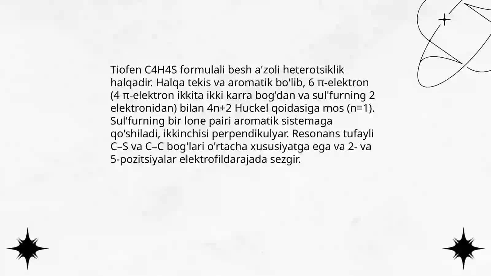 Tiofen va tiofen birikmalarining xossalari 3