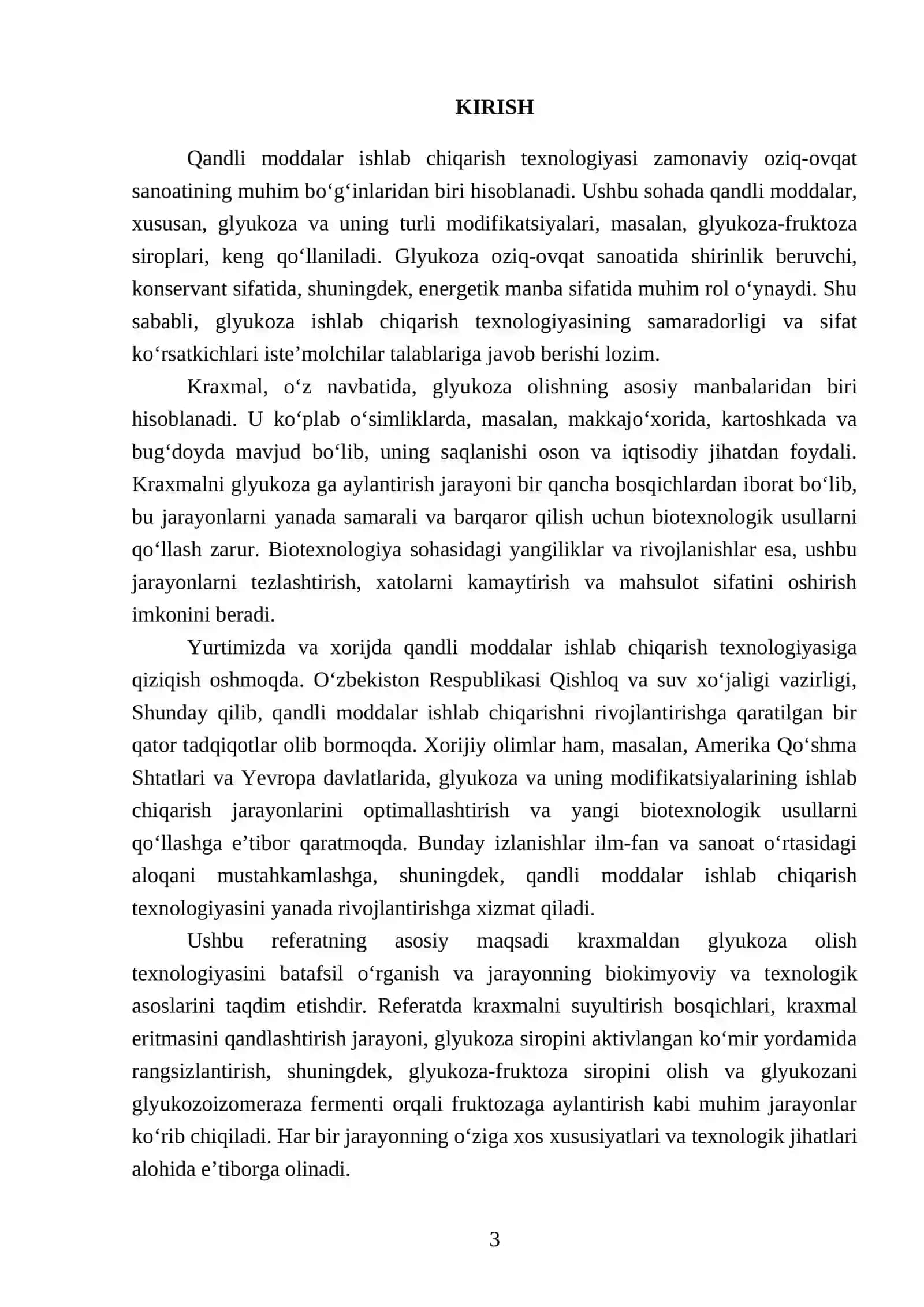Qandli moddalar ishlab chiqarish texnologiyasida biotexnologik usullar 3