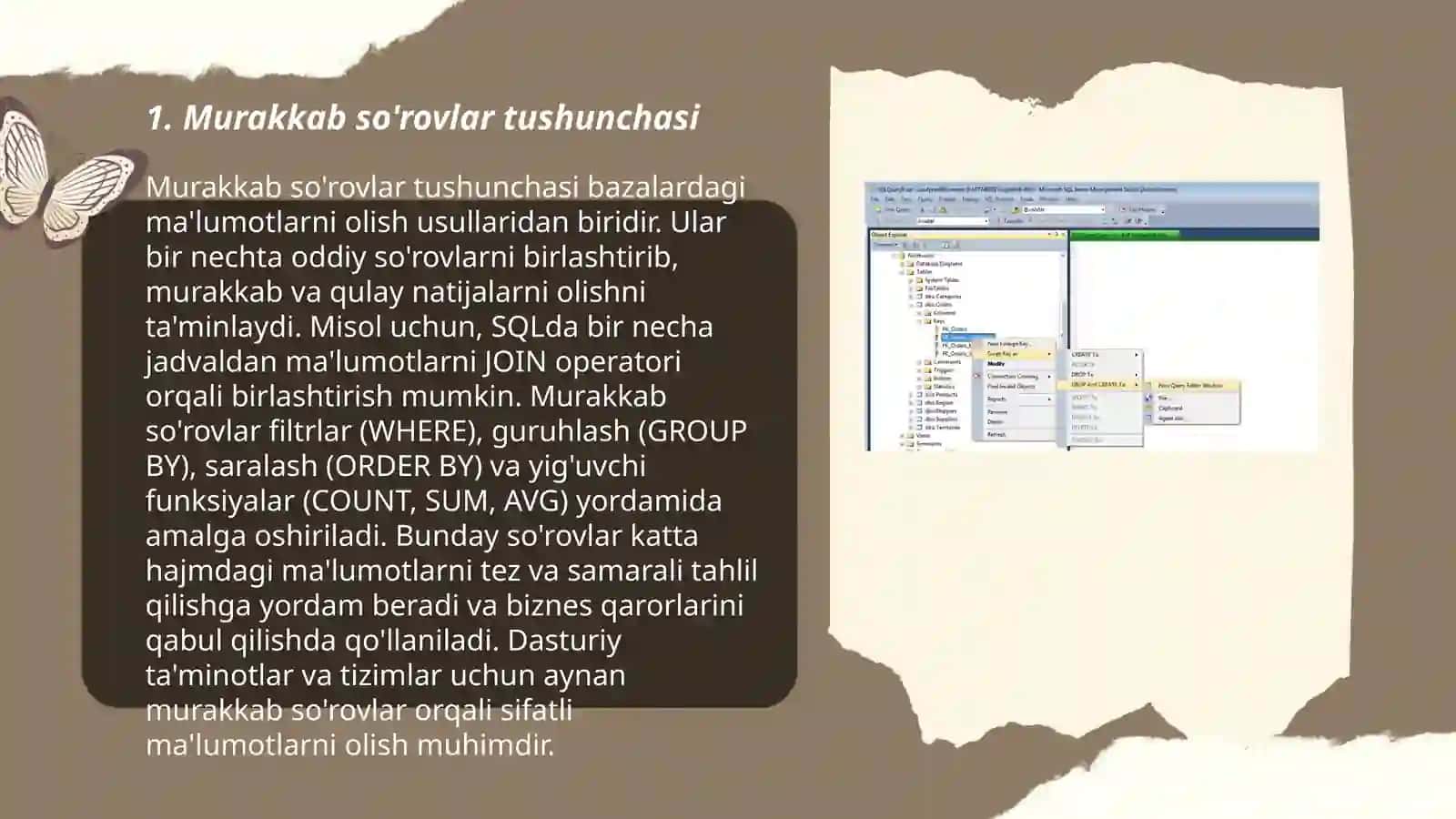 Sql tilida murakkab soʻrovlar yaratish 3