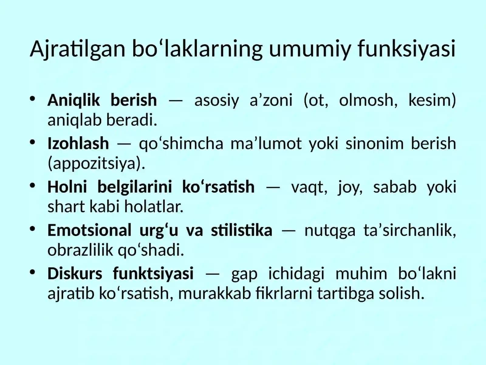 Gapda ajratilgan so`z shakllari 3