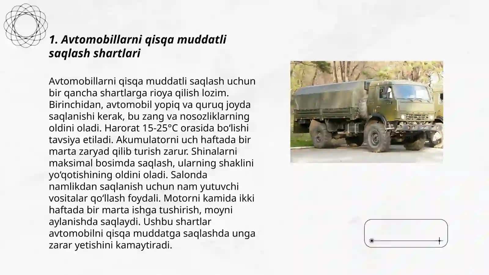 Avtomobil texnikalarini qisqa muddatli saqlashga 3