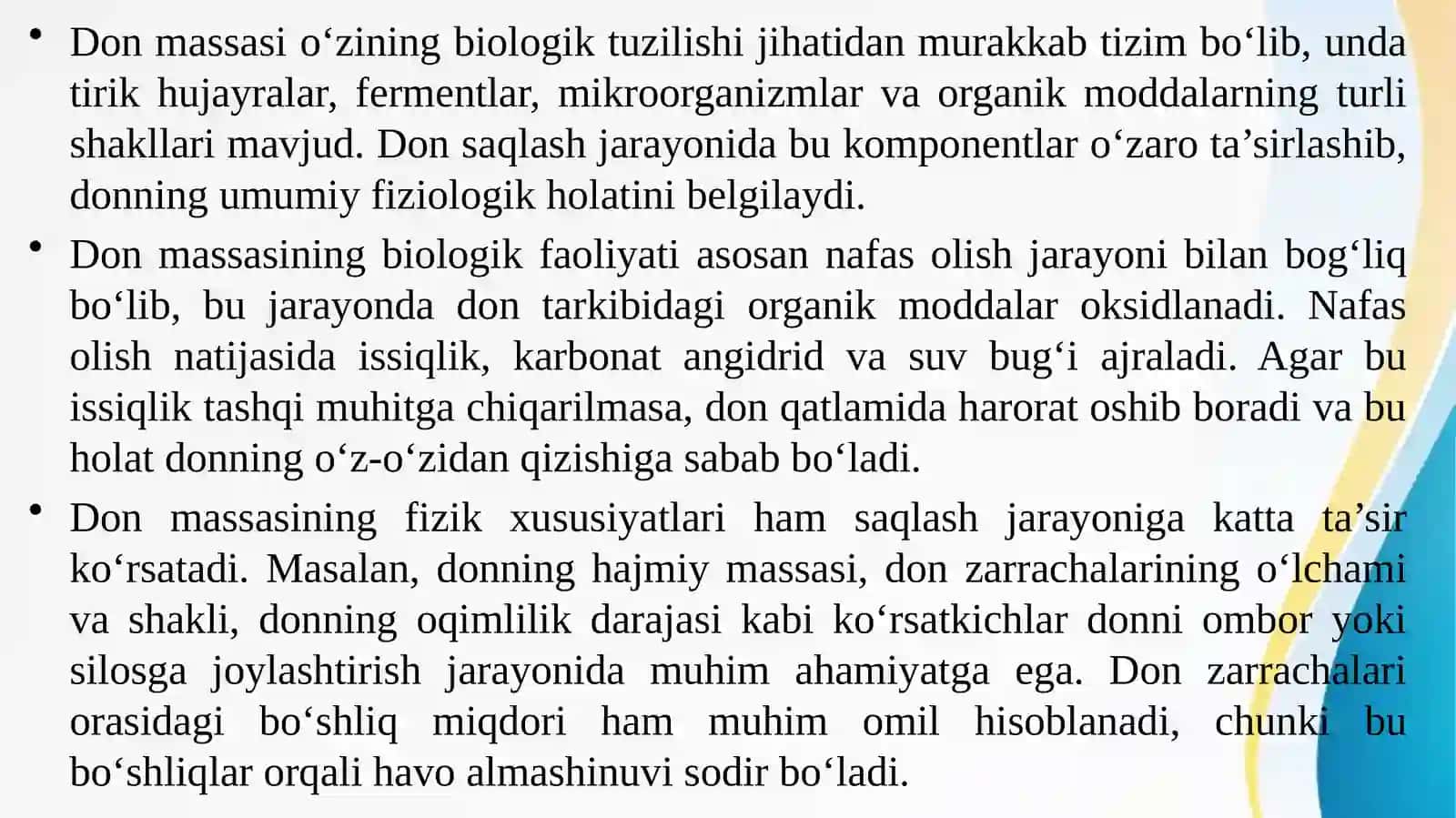 Don massasining biologik va fizik xususiyatlari hamda saqlashga ta’sir etuvchi omillar 3
