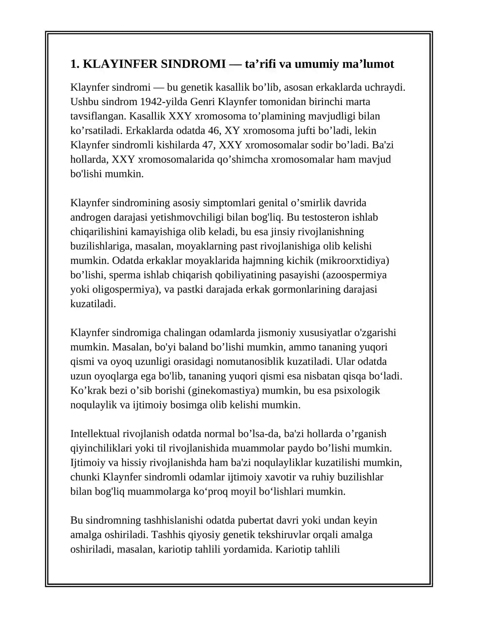 KLAYINFER SINDROMI 3