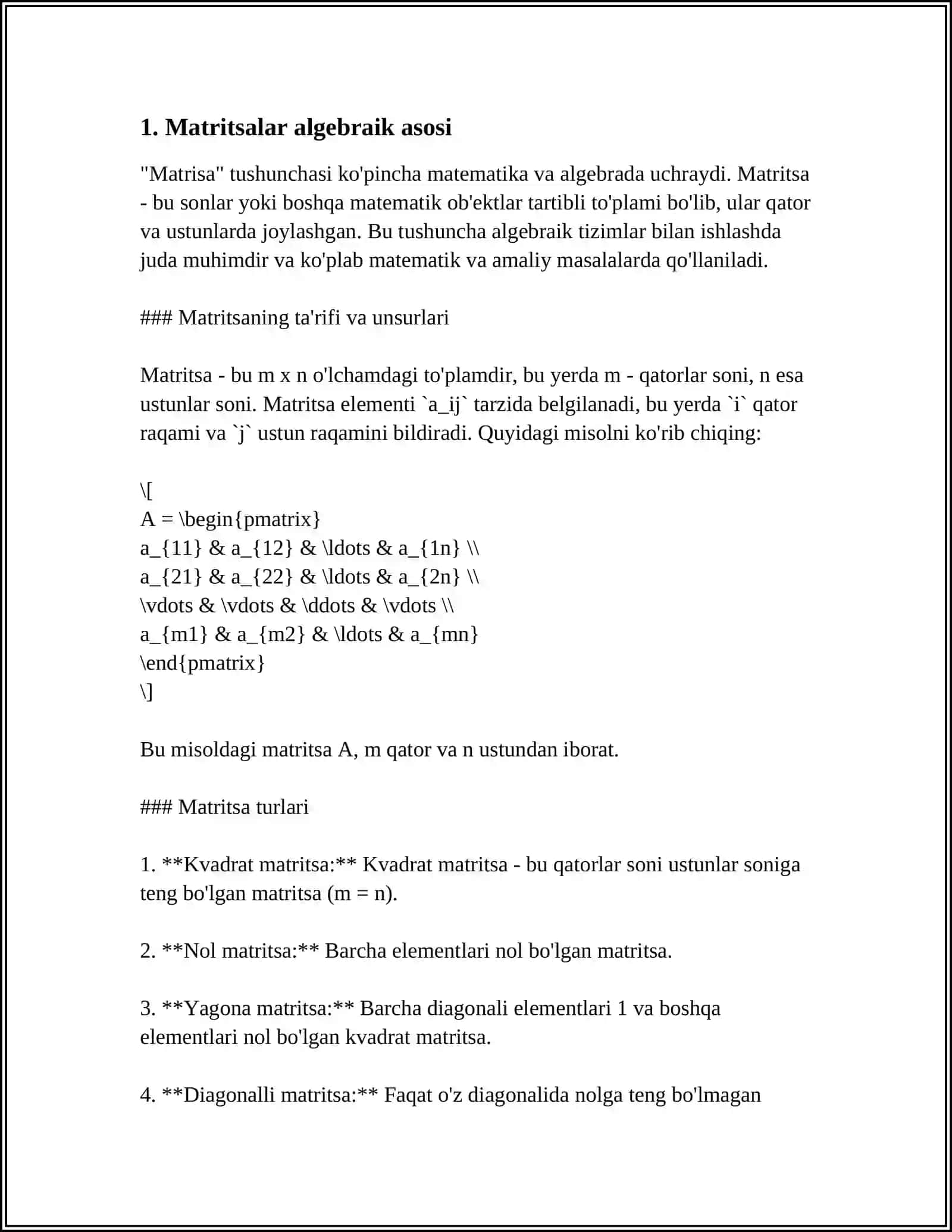 MATRITSALAR 3