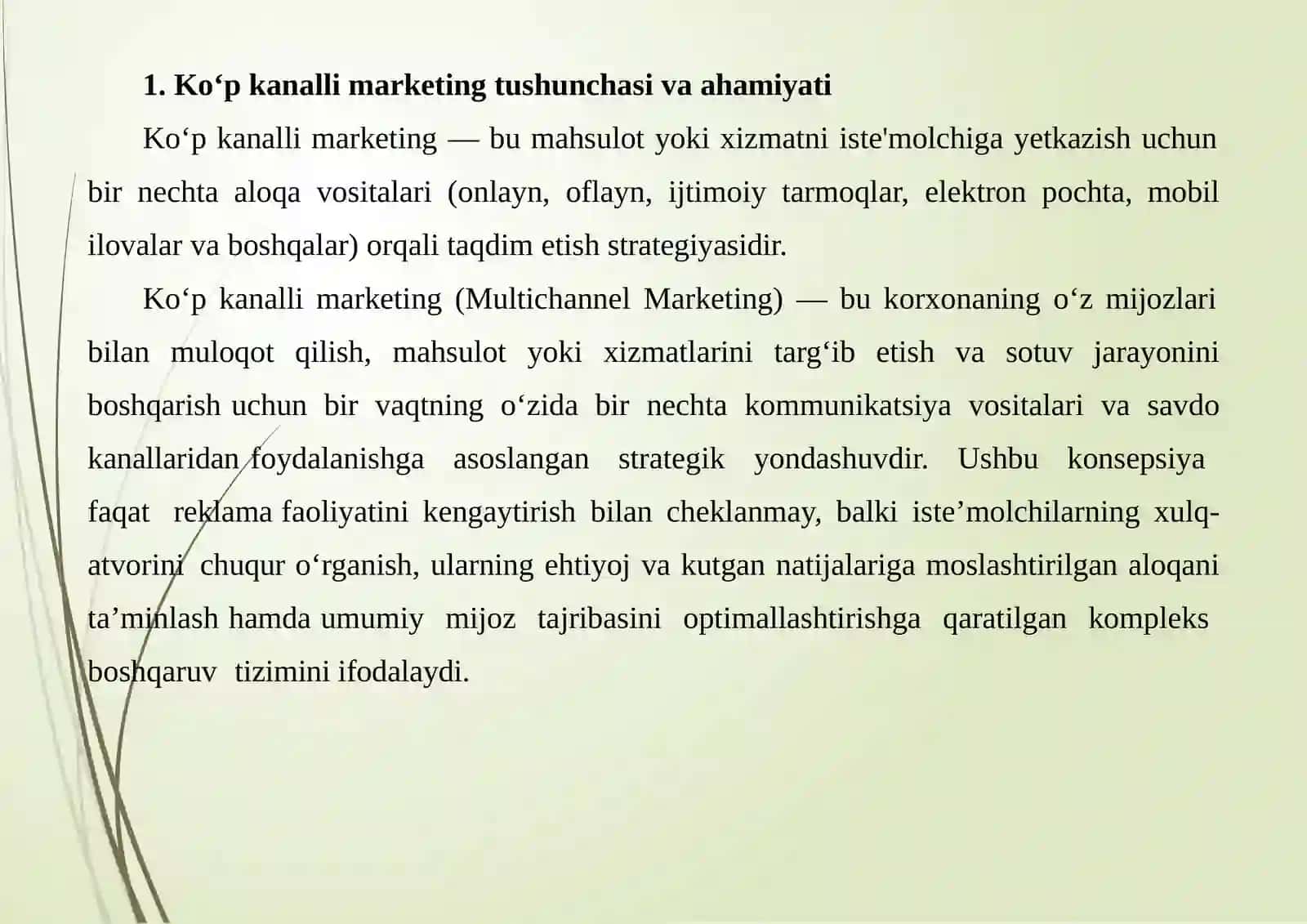 KOʻPKANALLIMARKETINGSTRATEGIYALARIVAULARNINGSAMARADORLIGINITAHLILQILISH 3