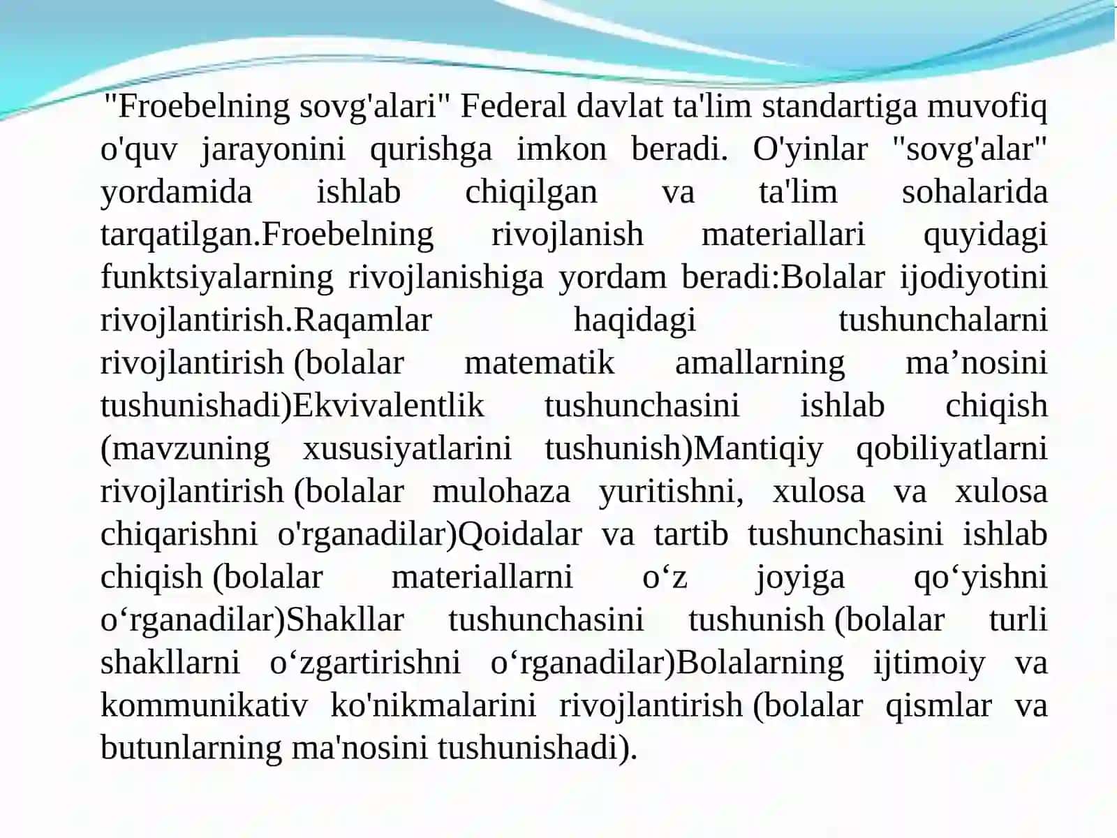 Geomitrik jismlar va raqamlar bilan qilish orqali matematik haqiqatni rivojlantirishda Frobel izlanishlari 3