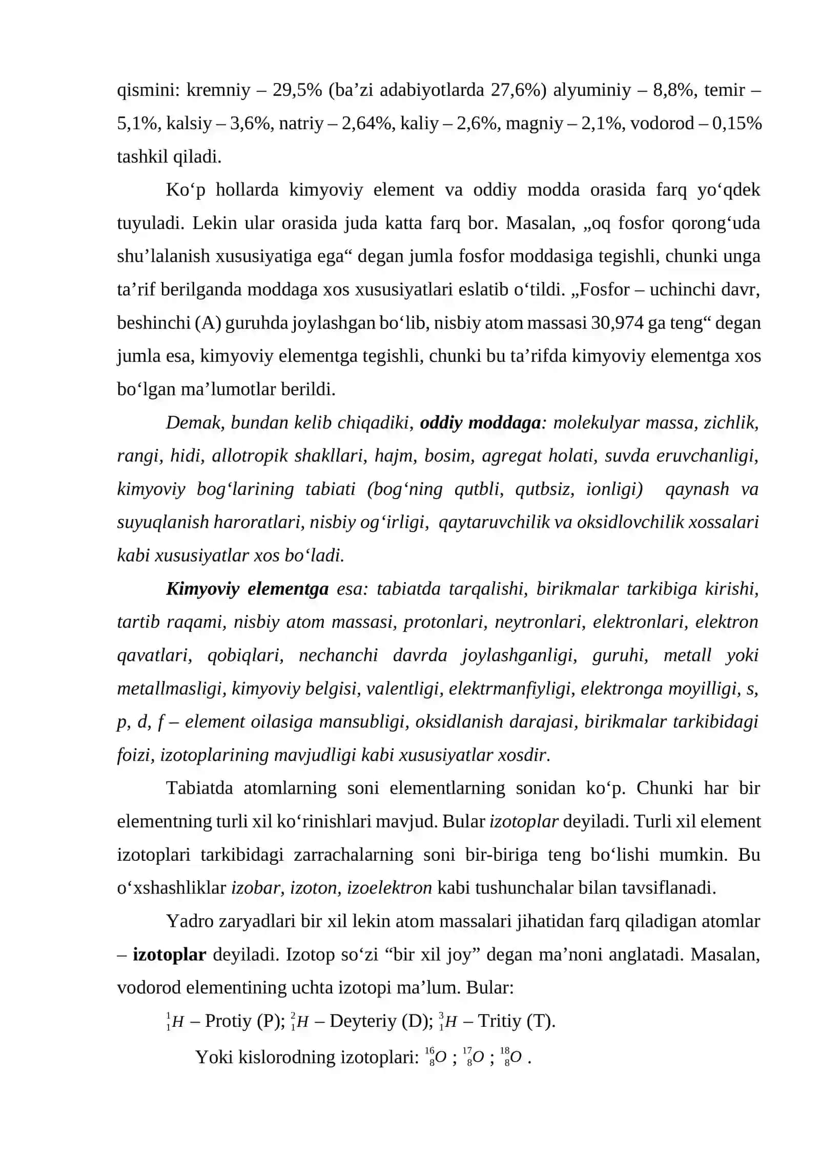 Kimyoviy elementlar, kimyoviy formula va mashqlar 3