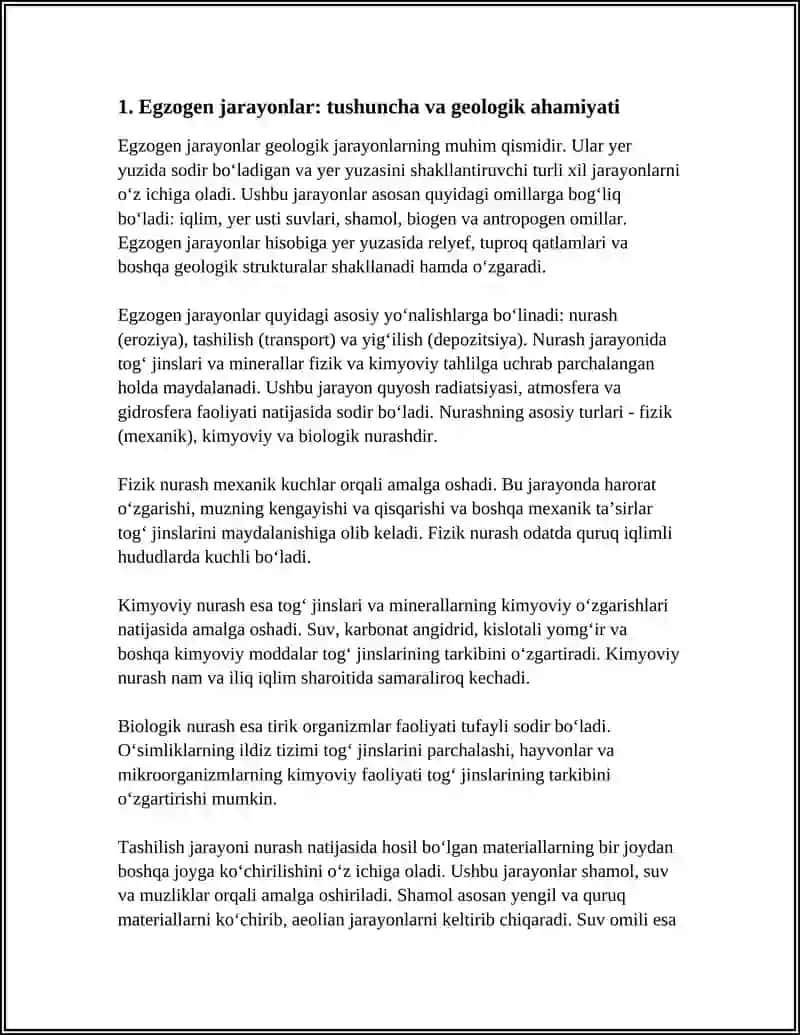EGZOGEN JARAYONLAR. NURASH VA REYLEF 3