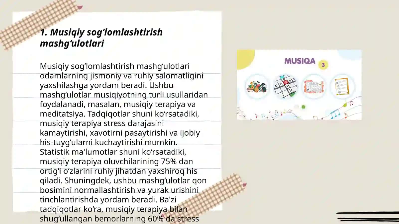 Musiqiy sog‘lomlashtirish mashg‘ulotlari 3