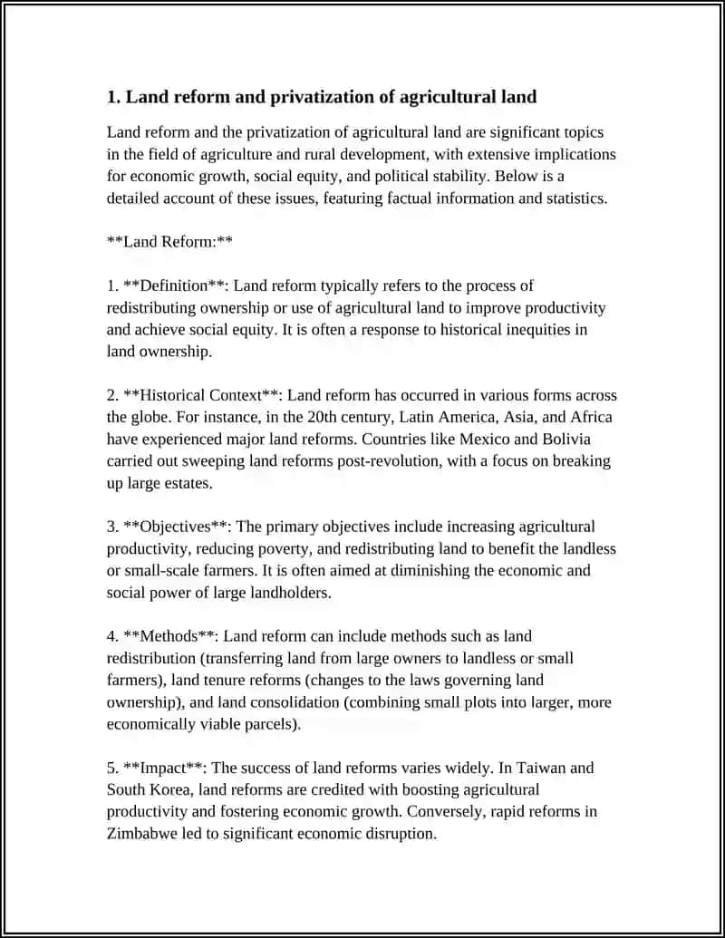 Land Reform and Privatization of Agricultural Land 3