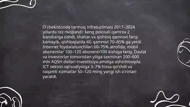 O'zbekistonda tarmoq texnalogiyalari rivojlanishi va iqtisodiyotdagi samaradorligi 3