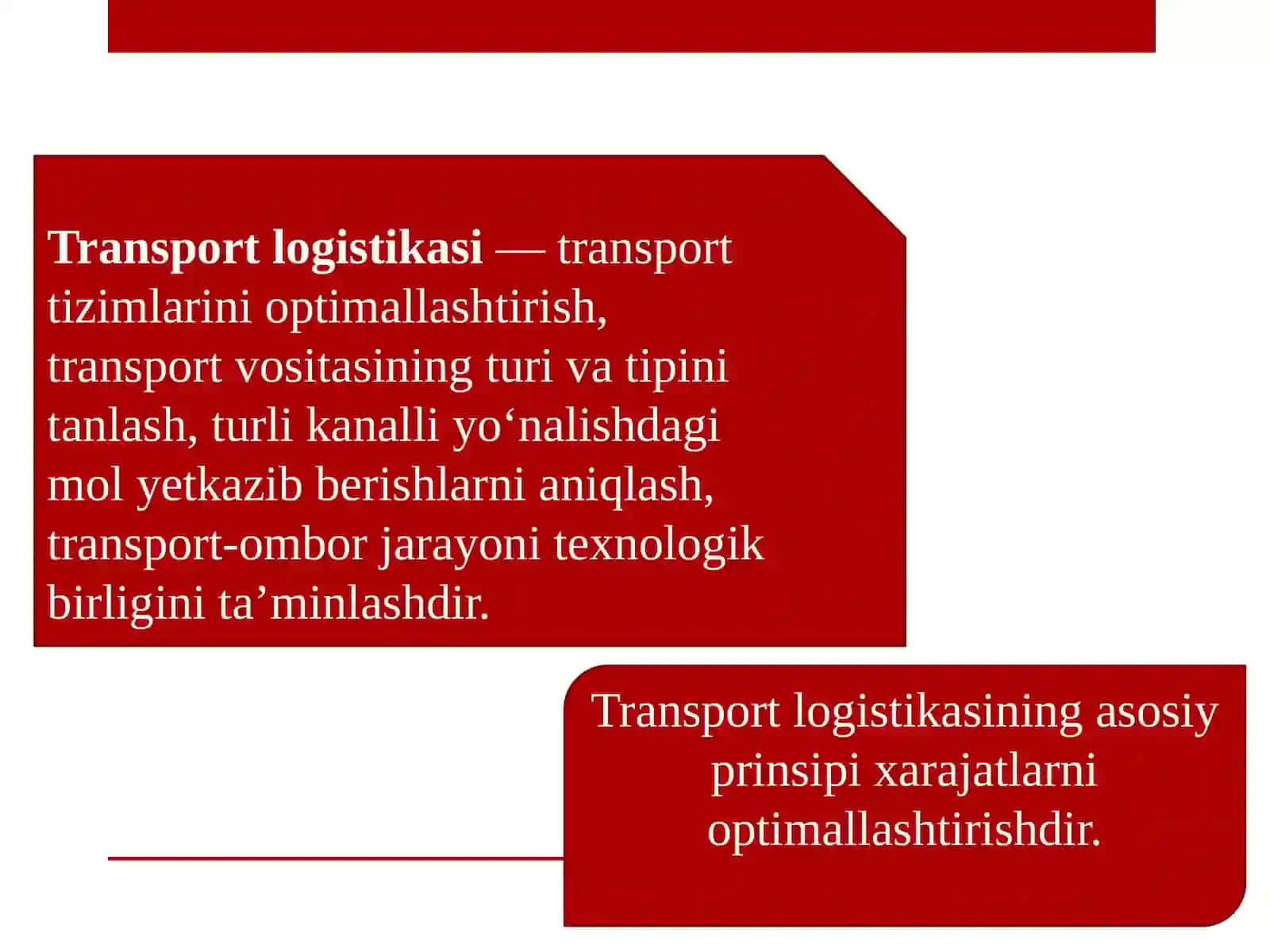 Fan: Logistika va transport iqtisodiyoti 3