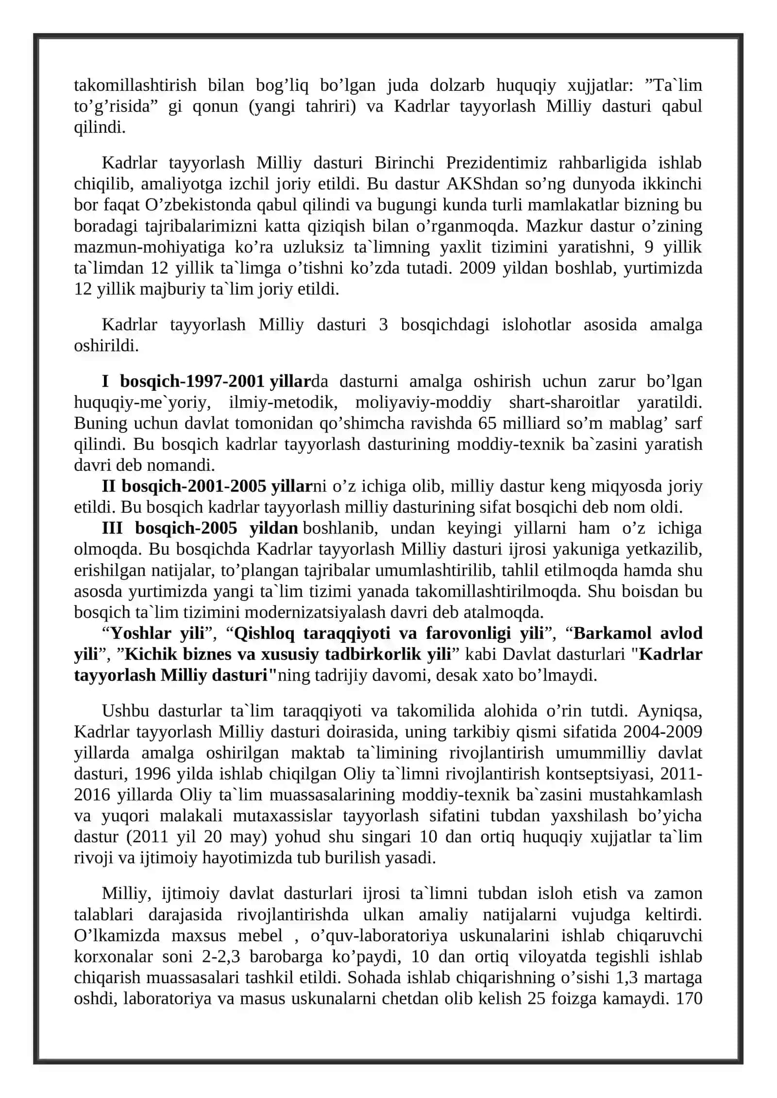 Mustaqillik yillarida ta`lim taraqqiyoti va rivojlanishi islohatlar 3