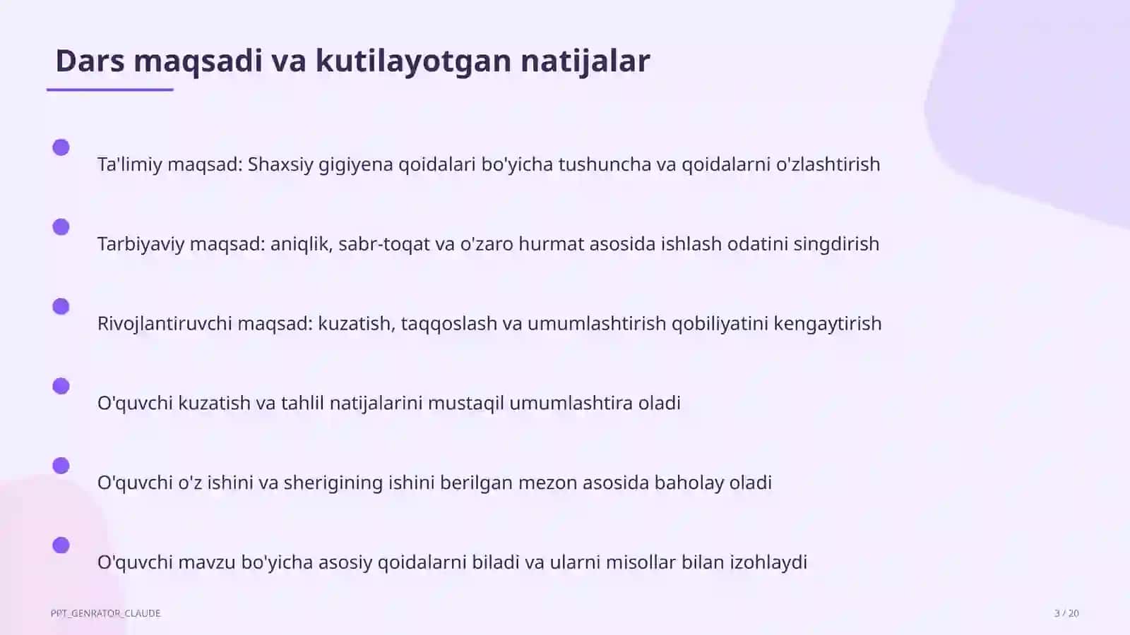 Tabiatshunoslik (1–4) — ochiq dars uchun 3