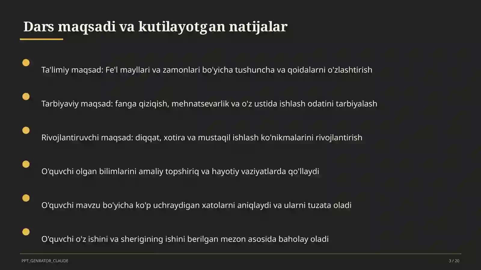 Fe'l mayllari va zamonlari (7-sinf) 3