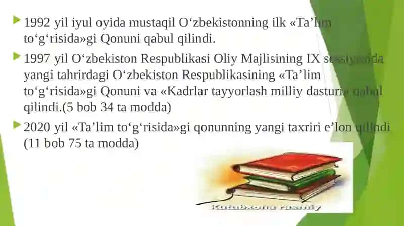 O'ZBEKISTON RESPUBLIKASI TA’LIM TIZIMI RIVOJLANTIRISHNING KONTSEPTUAL ASOSLARI 3