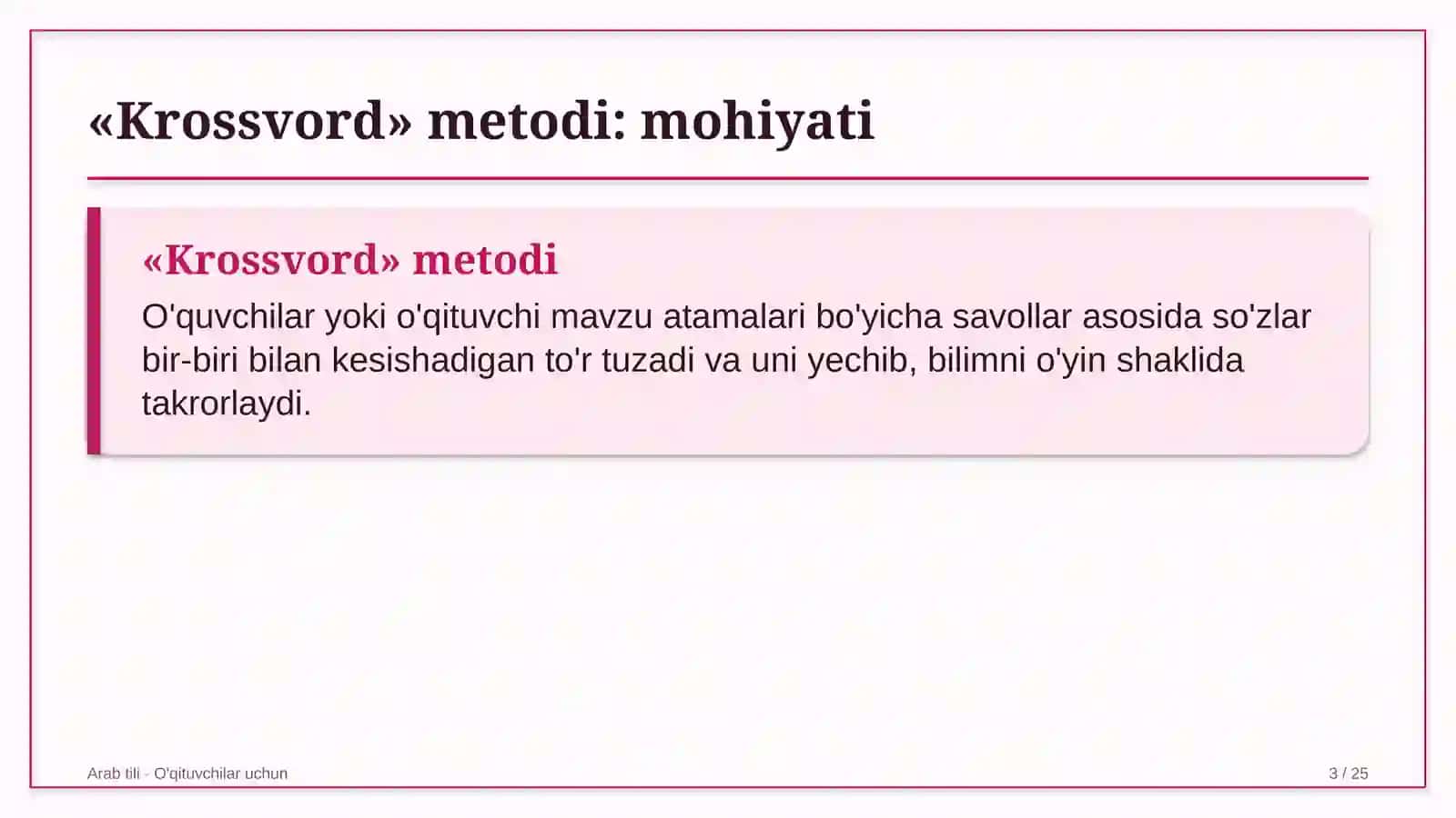 arab tili darslarida krossvord metodidan foydalanish 6518 3