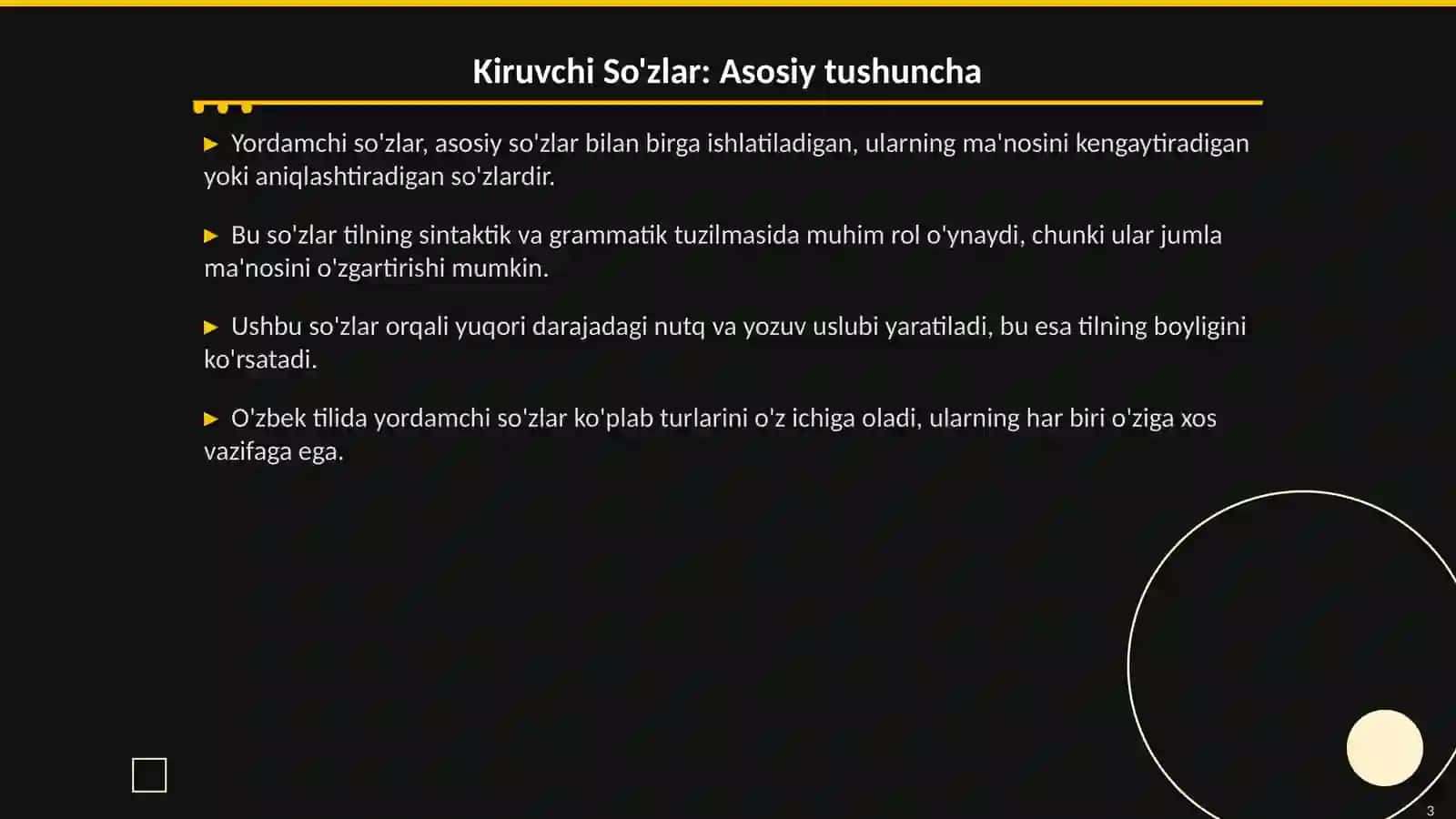 Yordamchi So'zlar: Tizimi va Xususiyatlari 3
