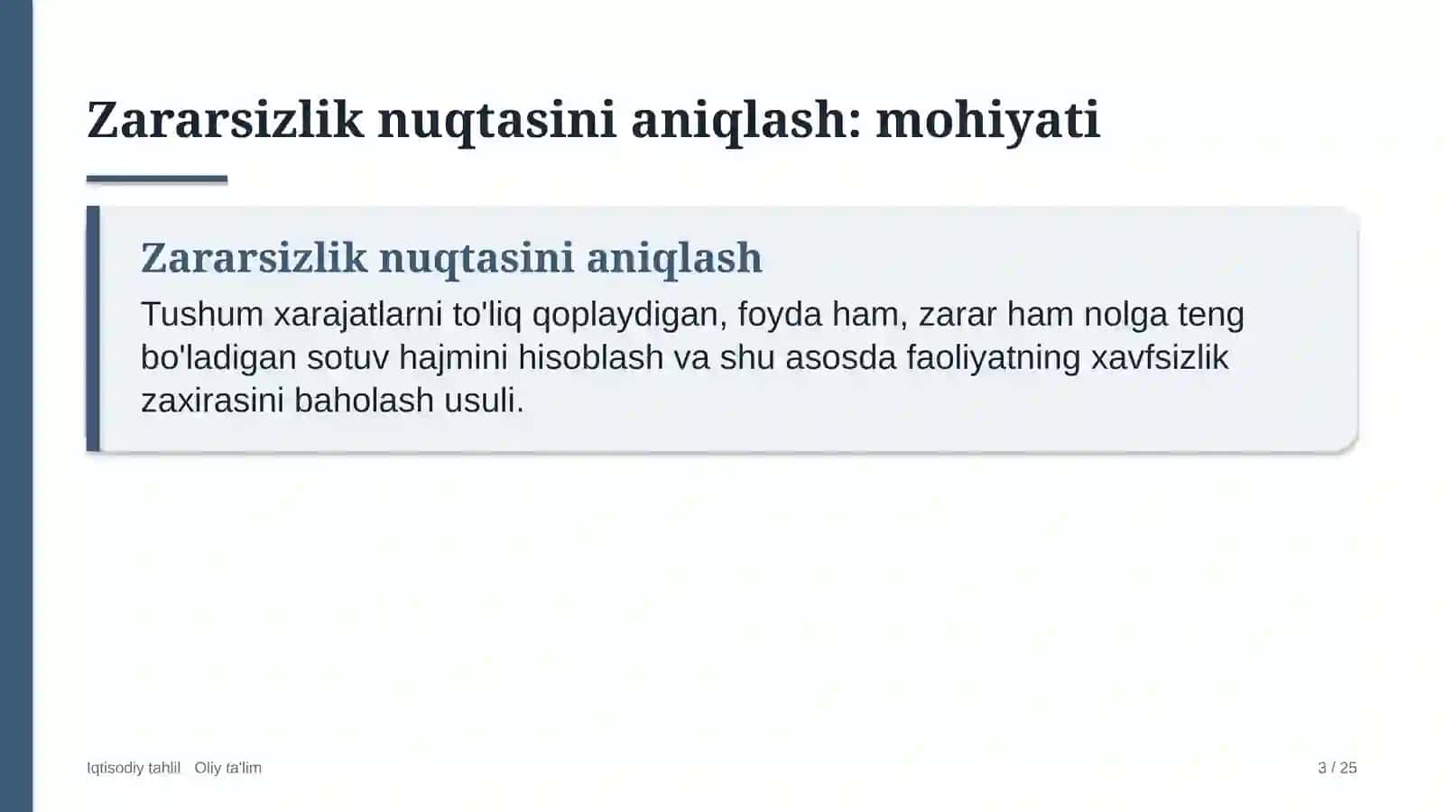 yuk tashish kompaniyalarida zararsizlik nuqtasini aniqlash 1293 3