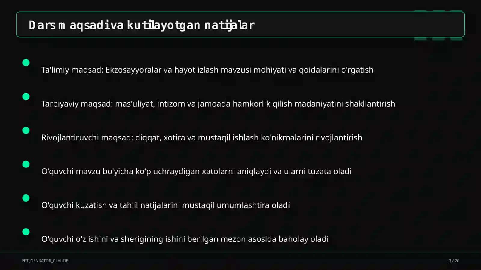 Ekzosayyoralar va hayot izlash (11-sinf) 3
