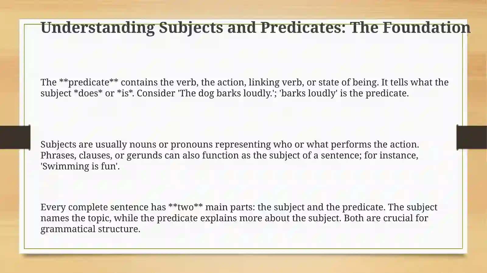 Understanding Subjects and Predicates: The Foundation 3