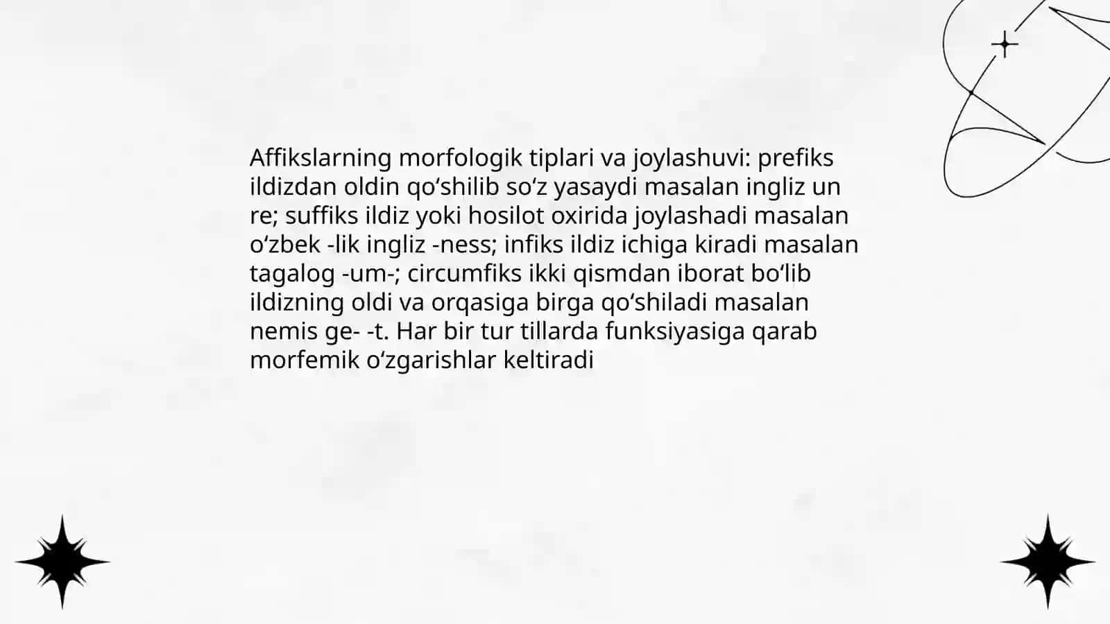 Turli tillarda affikslar joylashuvi 3