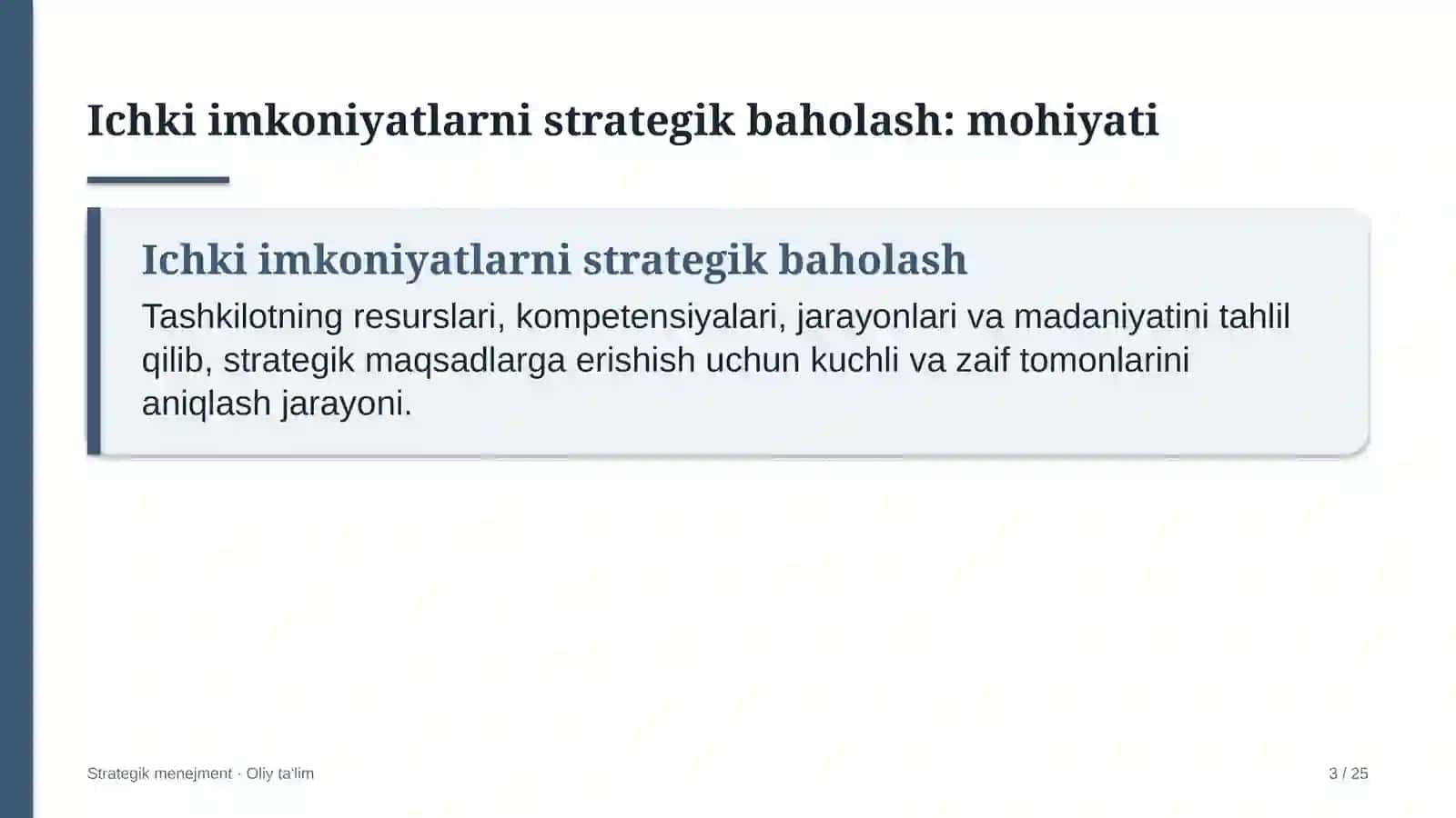 Loyiha institutlarida ichki imkoniyatlarni strategik baholash 3