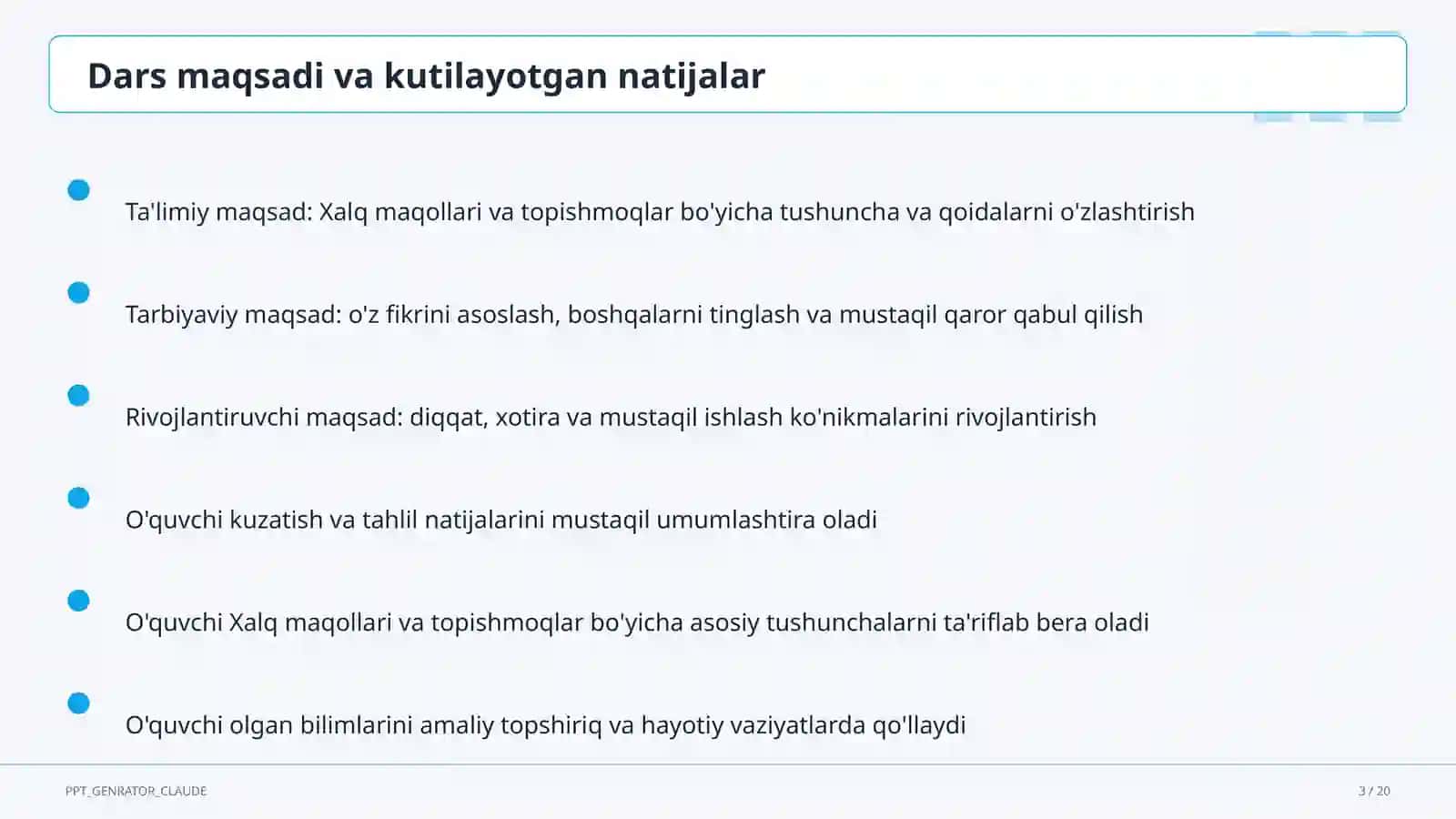 Xalq maqollari va topishmoqlar (2-sinf) 3