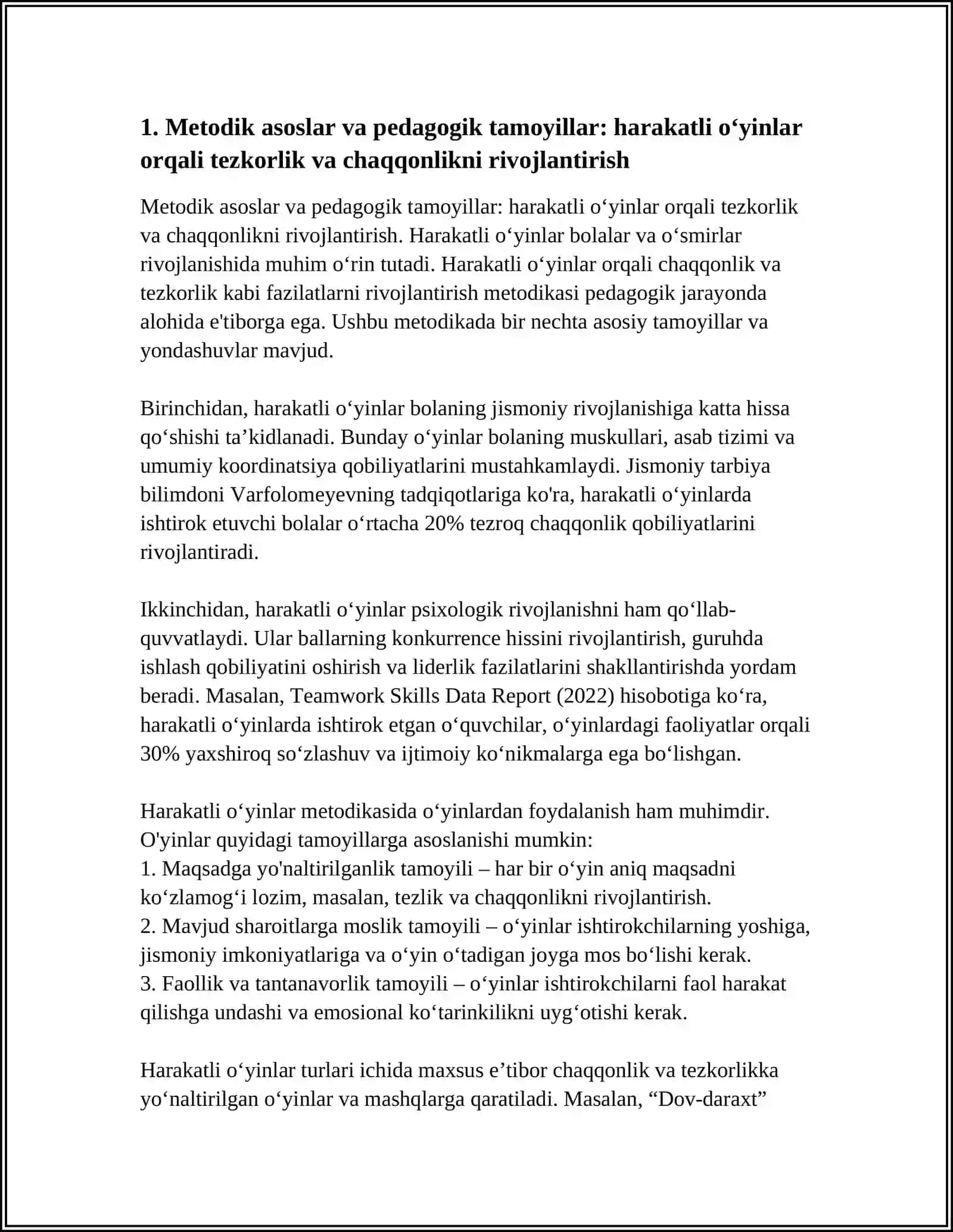 HARAKATLI ÕYINLAR ORQALI TEZKORLIK VA CHAQQONLIKNI RIVOJLANTIRISH METODIKASI 3