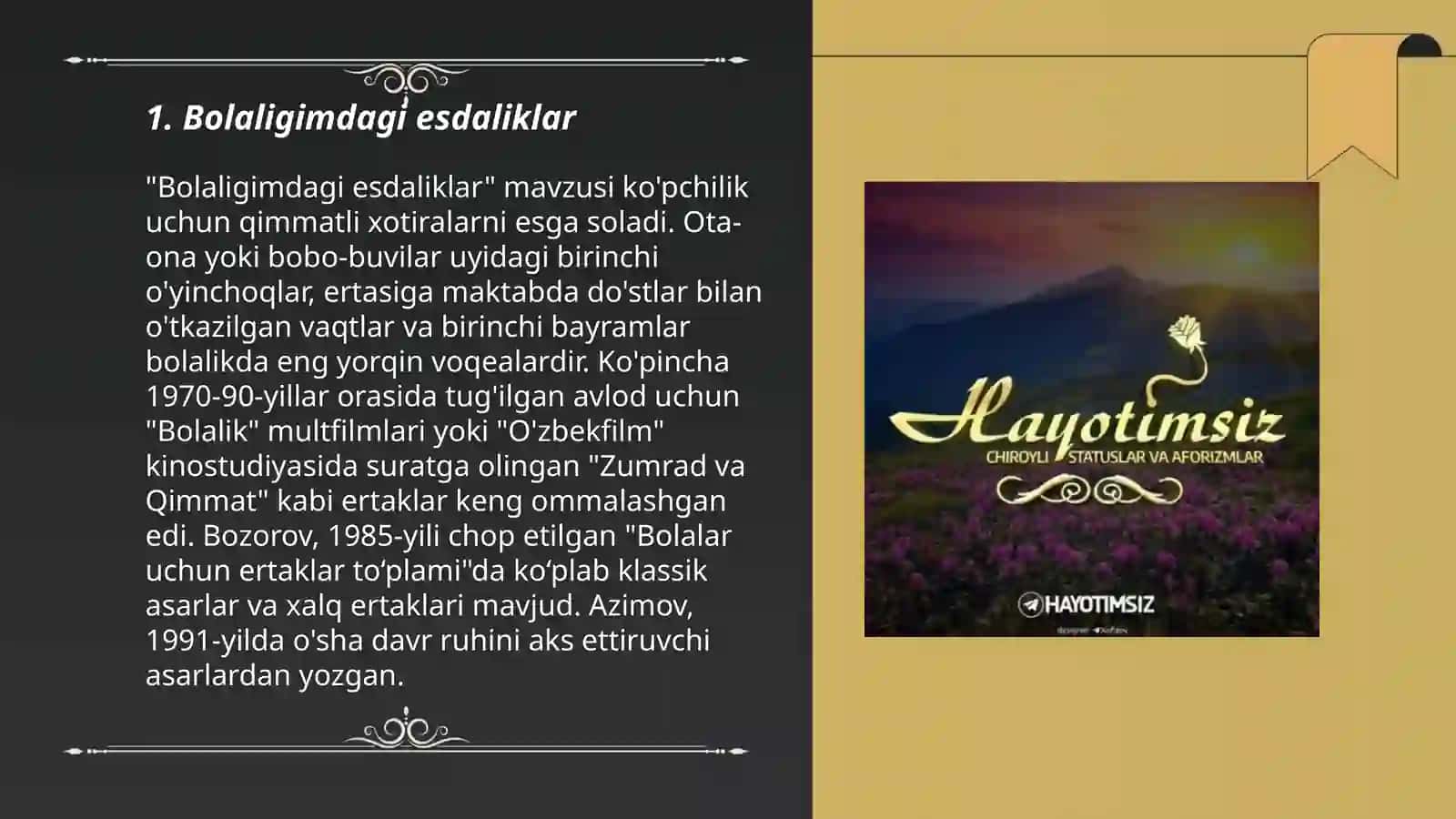 Bolaligimdagi esdaliklar 3