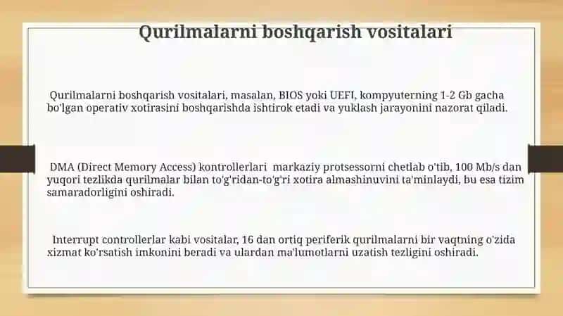 Kompyuterda kiritish-chiqarish tizimlarining tashkil etilishi 3