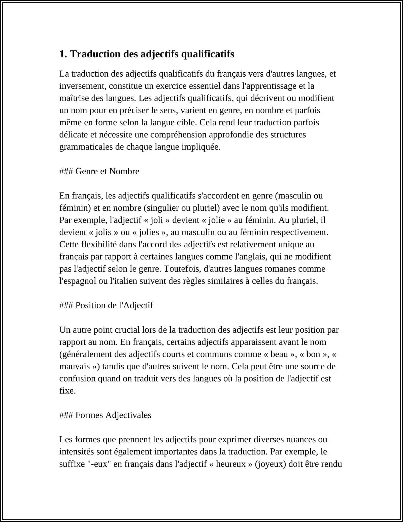 TRADUCTION D'ADJECTIF 3